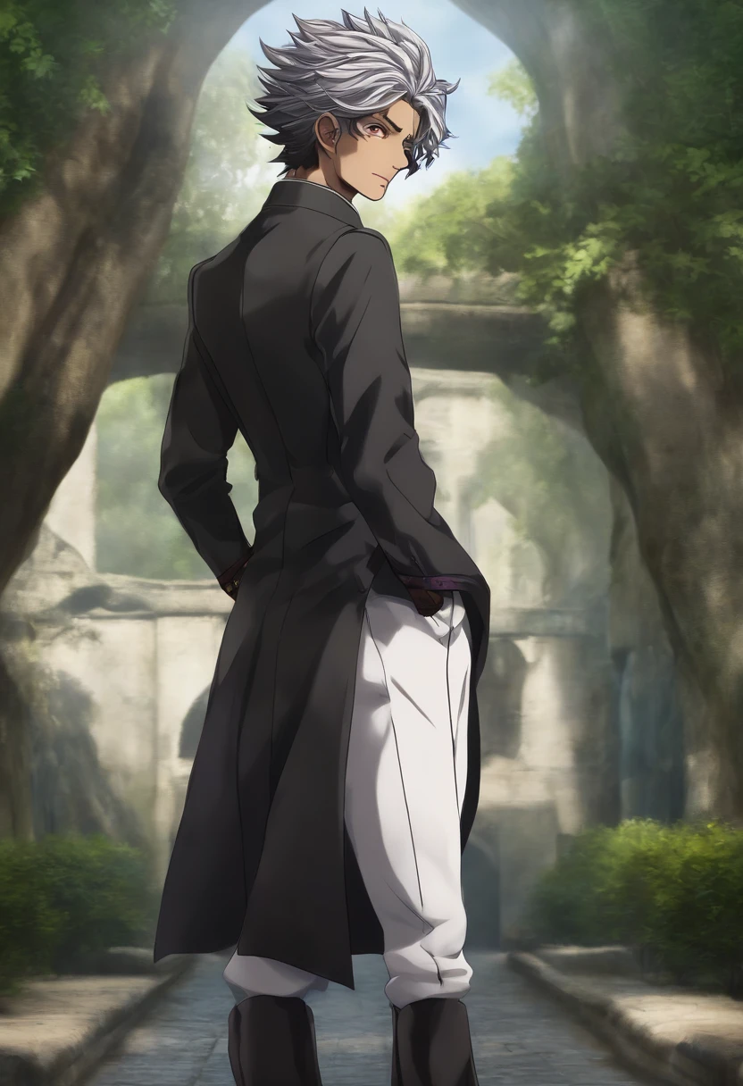 personagem masculino, cabelo espetado e roupa de monge, estilo de arte de hunter x hunter