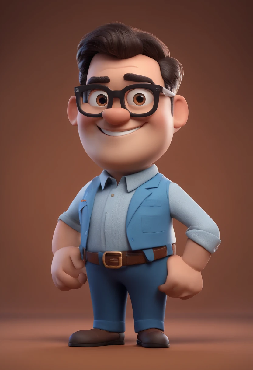 Cartoon character of a man with black glasses and a blue shirt, animation character, Caractere estilizado, animation style rendering, 3D estilizado, Arnold Maya render, 3 d render stylized, toon render keyshot, Personagem 3D, Personagem 3D, 3d rendering stylized, 3 d character render, personagem de desenho animado, Personagem de close up, Pose de personagem, (Estilo Pixar) (master part:1.2) (Bokeh) (best quality) (pele detalhada) (textura detalhada) (8k) (argila) (Cinematic lighting) (foco nítido