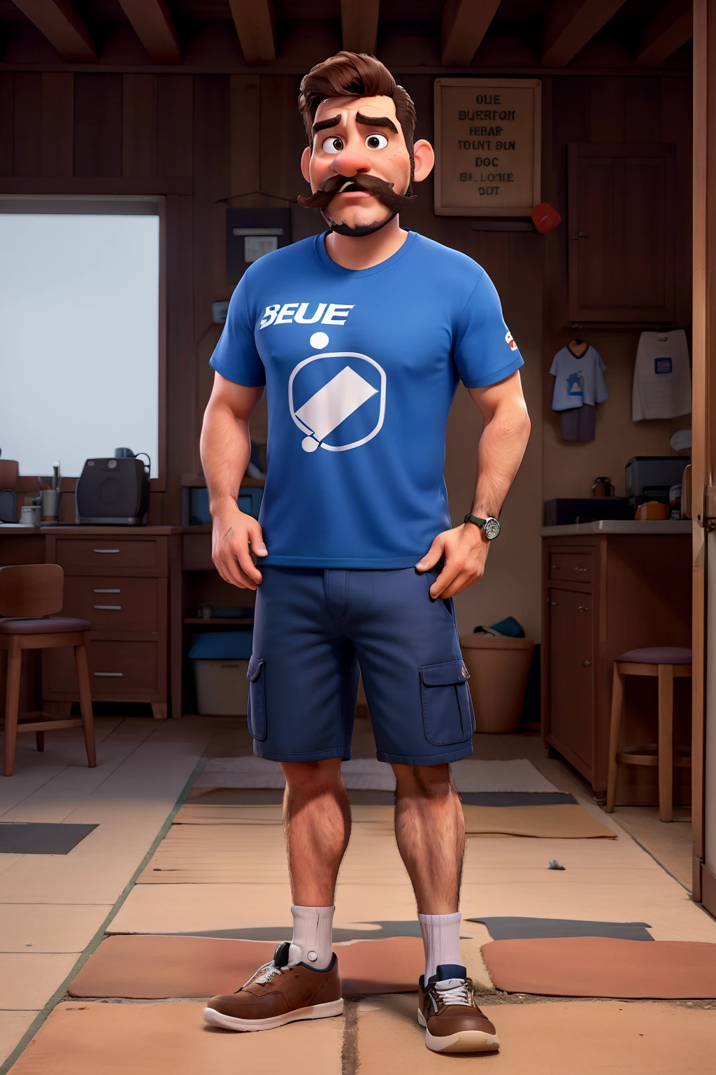 Um homem de camiseta branca e de bigode tocando bateria