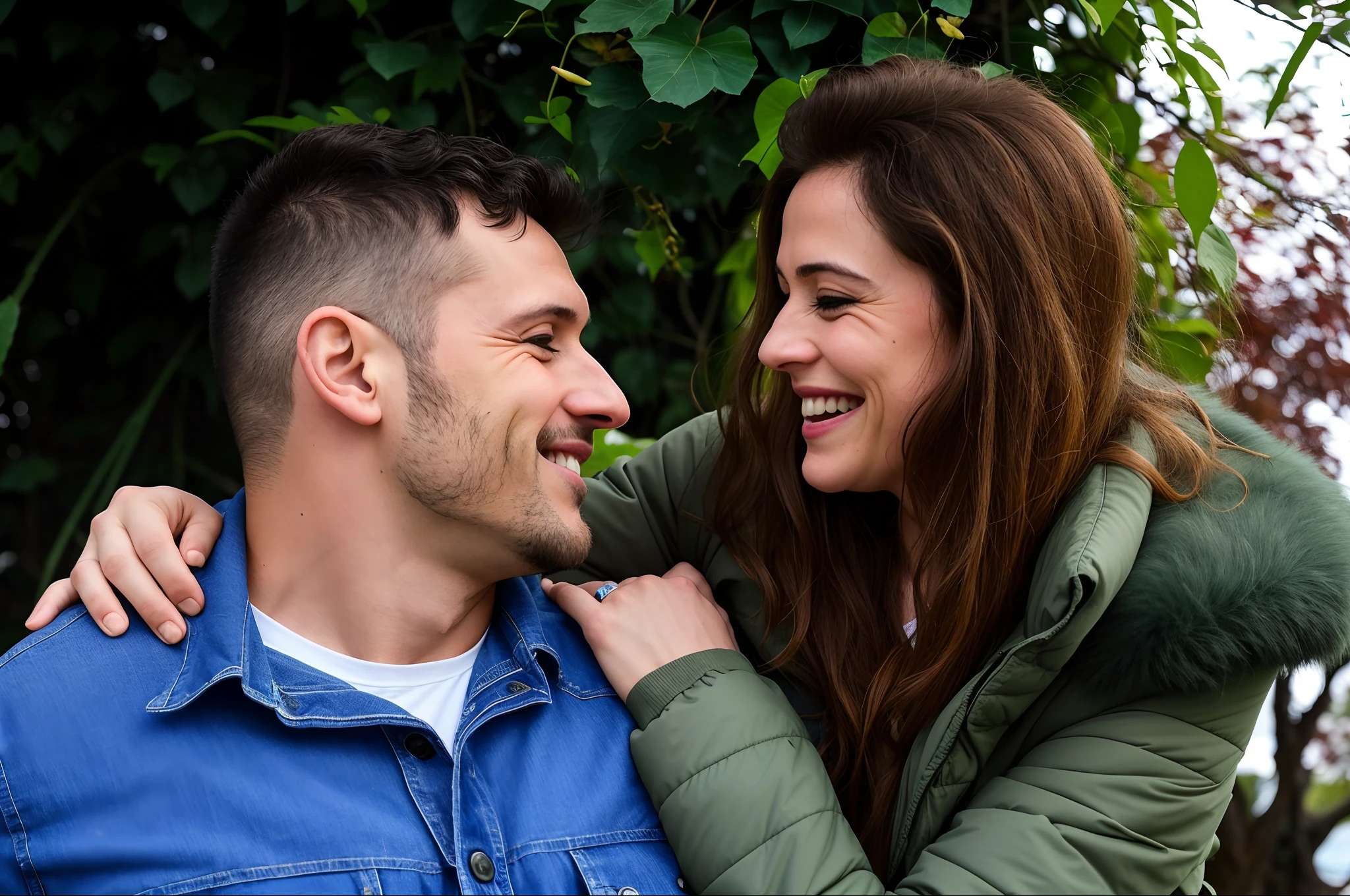 there is a man and woman that are smiling together, Directed by: Nandor Soldier, casal sorridente, imagem de perfil, retrato de casais, retrato de casal, Foto de perfil, Retrato de duas pessoas, inspired by Pál Balkay, Casal feliz, Foto tirada com Nikon D750, Foto tirada com Nikon D 7 5 0, ambos rindo, Directed by: Julian Hatton