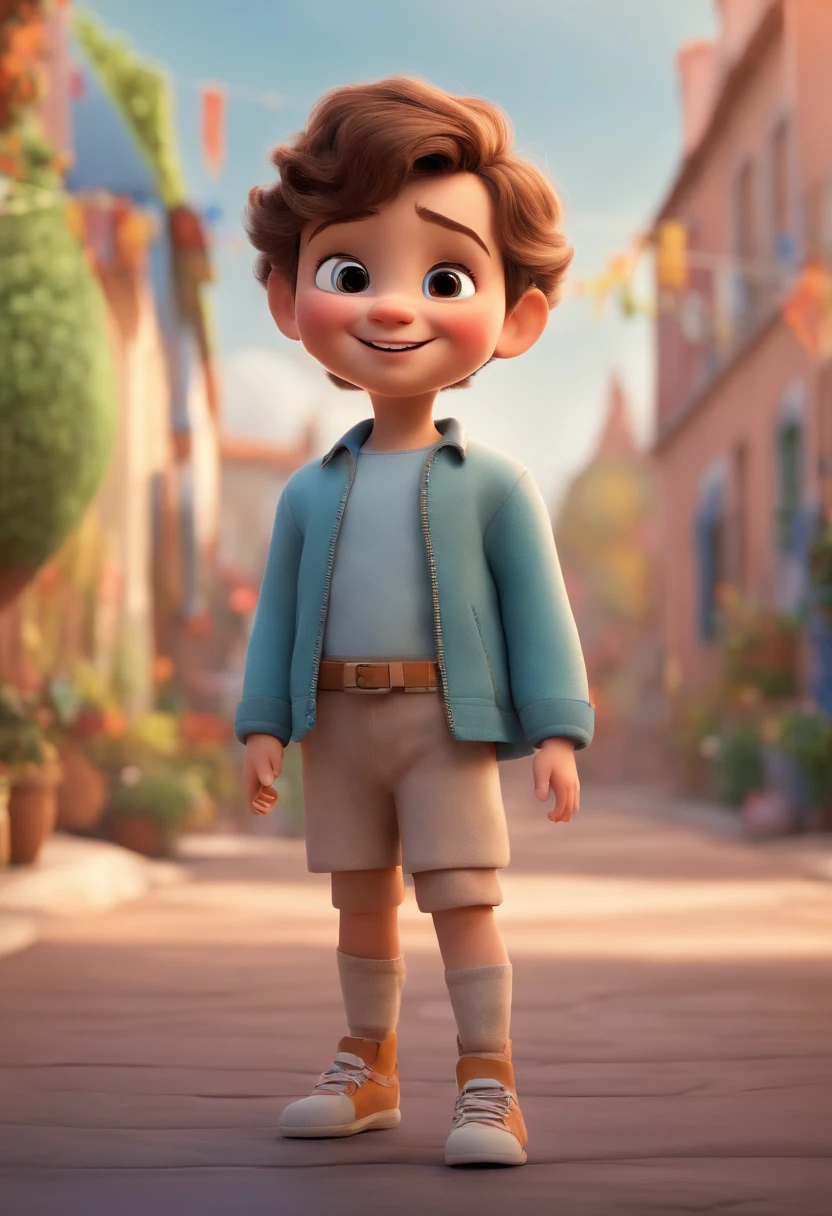 a happy cute standing short hair, vestindo uma fantasia espacial, , fundo branco, barnet, Tom, Estilo Pixar, ....3d, desenhos animados, rosto detalhado, asymmetrical 16k