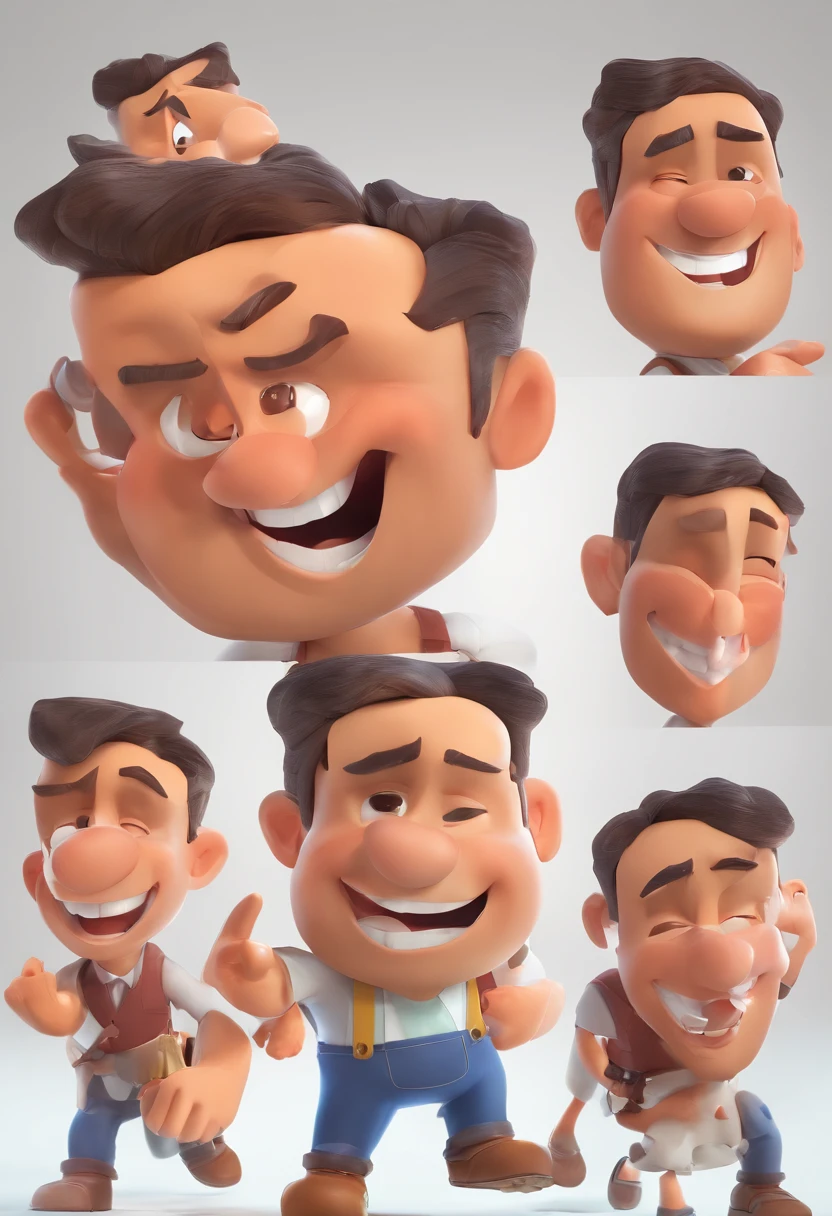 Smiling Man Illustration, sorriso insano, Homem de pele marrom com um sorriso gigante, happily smiling at the camera, sorriso atrevido, he's smiling, sorriso muito grande, Macho sorridente, foto de perfil headshot, rindo sorriso enorme, desenhando no estilo de Arte 3D, c4d, fundo de cor branco puro, estilo disney, estilo pixar render ilustracao Super Detalhe, 8k
