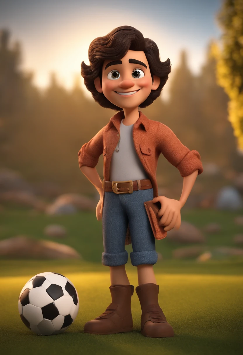 Personagem de desenho animado de um homem de 21 anos, cavanhaque curto, bigode curto e cabelo curto e uma camisa preta, animation character, Caractere estilizado, animation style rendering, 3D estilizado, Arnold Maya render, 3 d render estilizado, toon render keyshot, Personagem 3D, Personagem 3D, 3d rendering stylized, 3 d character render, personagem 3 d render, personagem de desenho animado, Personagem de close up, Pose de personagem, (Estilo Pixar) (parte mestra:1.2) (Bokeh) (melhor qualidade) (pele detalhada) (textura detalhada) (8k) (argila) (Kinematic lighting) (foco nítido