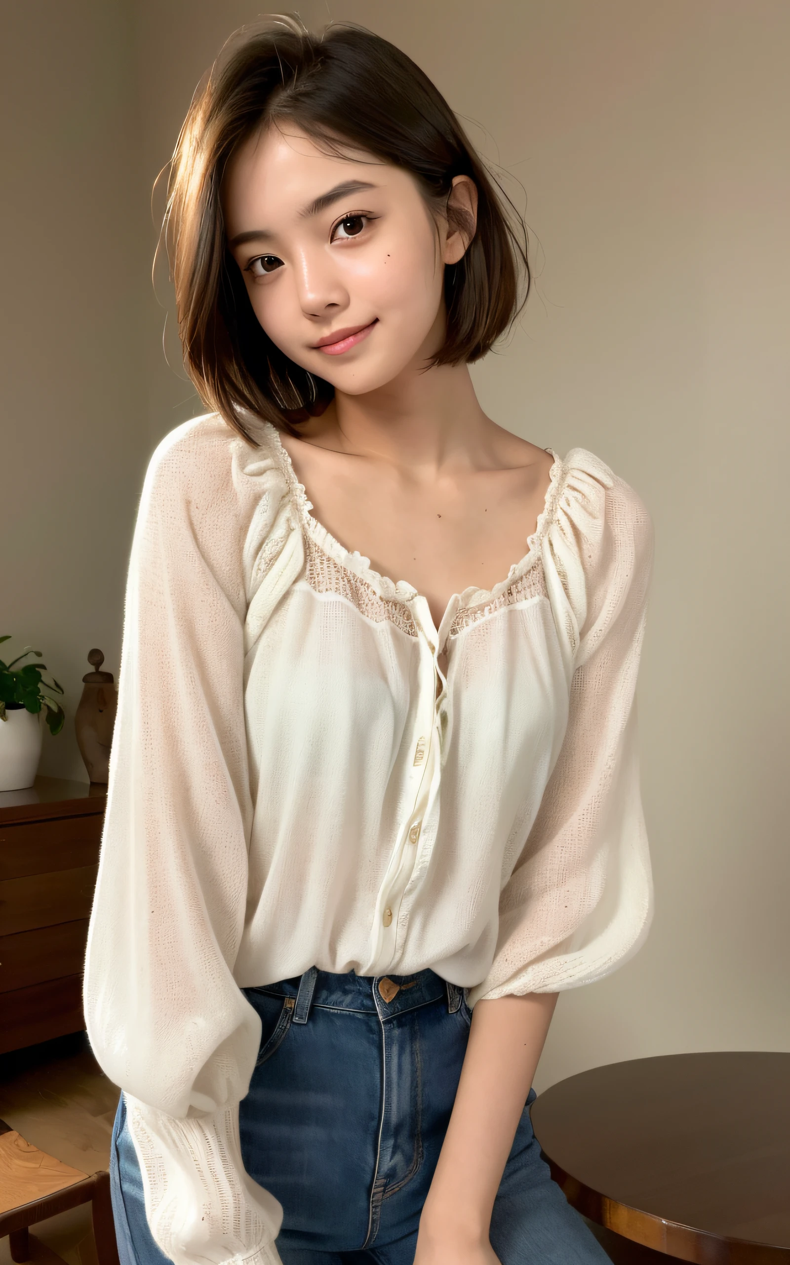 ((Highest quality)), ((masterpiece)), (detailed), Japanese,Street Corner,Beauty,OL,cute,blouse