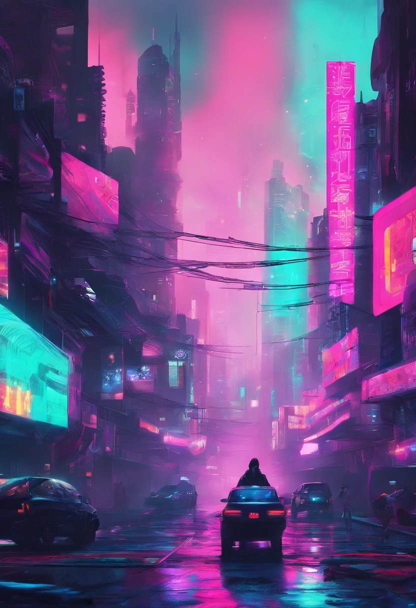 a urban city with large malls and banners and small shops on the other side (very detailed), with people walking on the road in the nightime