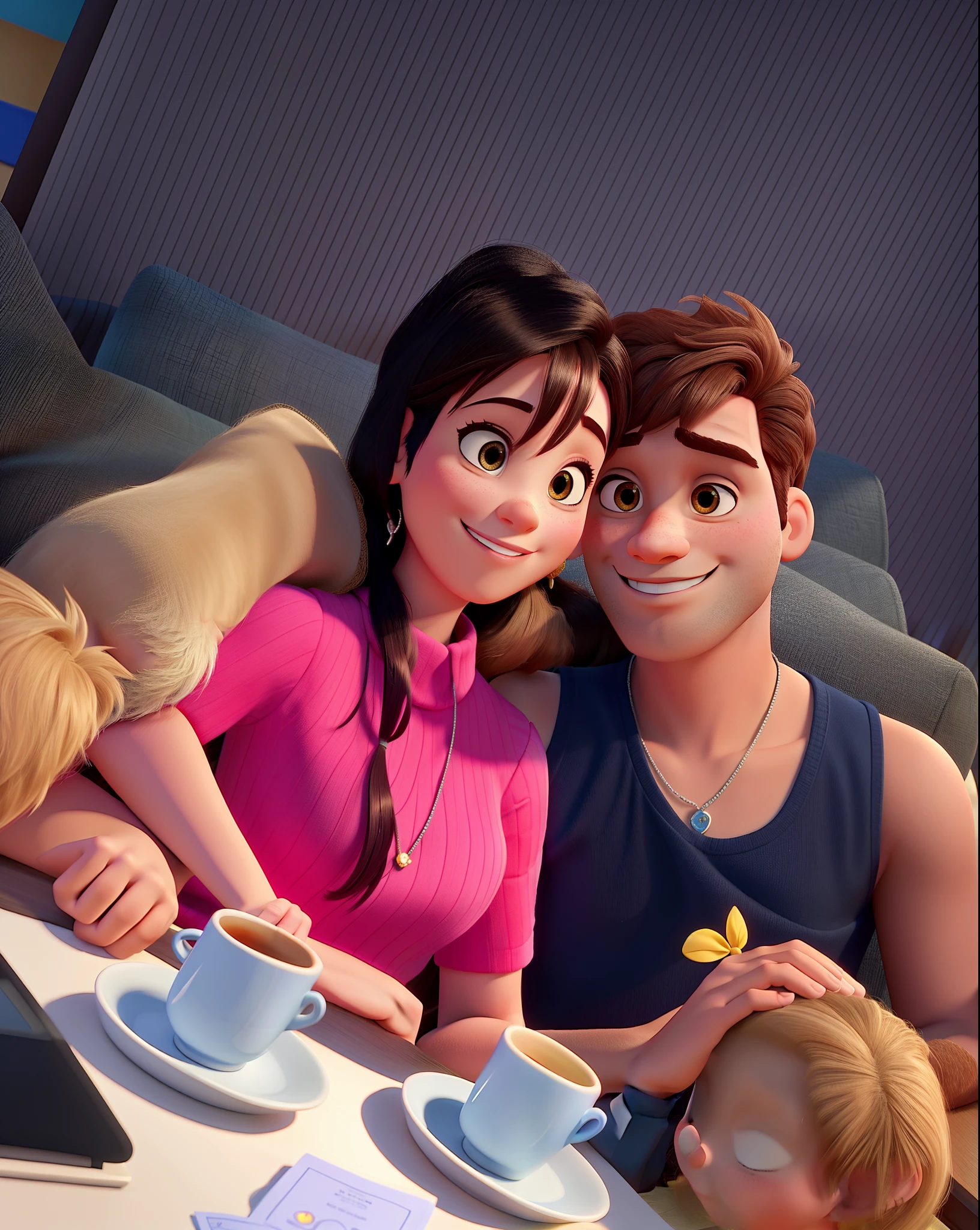 casal no estilo disney pixar, alta qualidade, melhor qualidade
