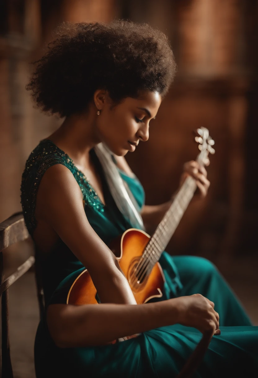 Aluno aprendendo a tocar instrumentos musicais