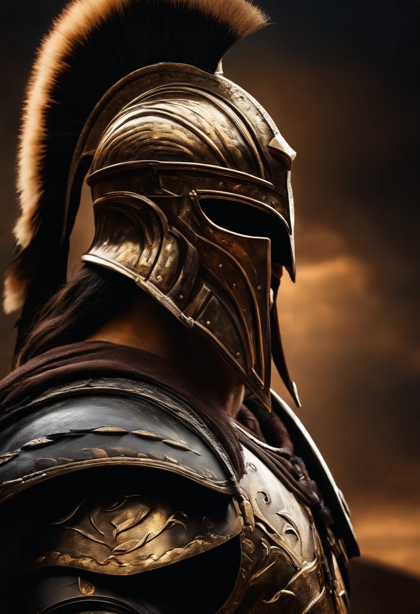 spartan warrior, fighting , stunning armor, black gold armor, epic, 8k
