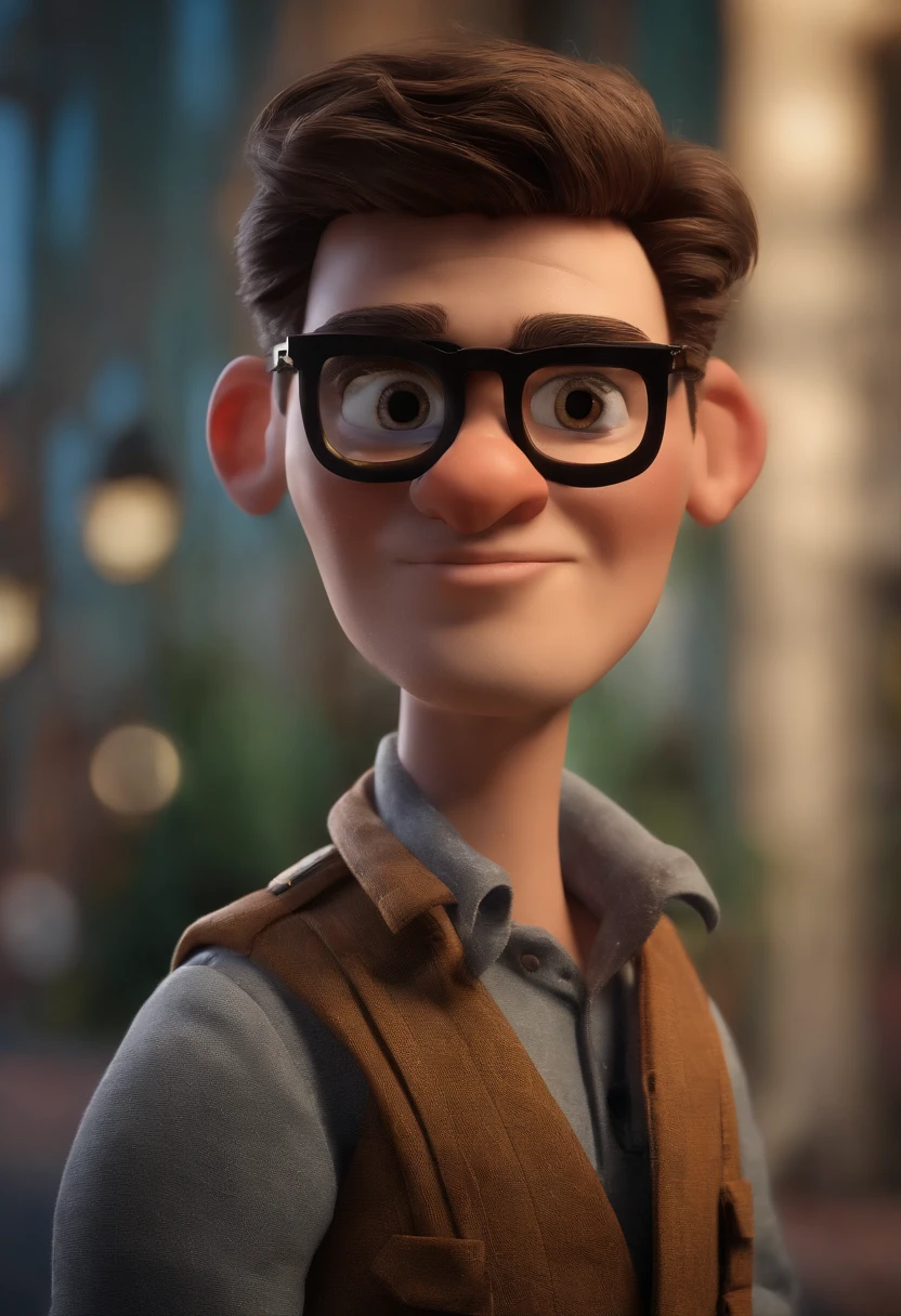 Personaje de dibujos animados de un hombre con gafas negras y una camisa azul, animation character, stylized character, Rendering animation styles, 3D estilizado, Arnold Maya render, 3D render estilizado, Toon renderizar keyshot, Personaje 3D, Personaje 3D, Renderizado 3D estilizado, Renderizado de 3 caracteres D, Personaje de dibujos animados, Personaje de primer plano, Pose del personaje,  (estilo pixar) (Pieza maestra:1.2) (Bokeh) (La mejor calidad) (Piel detallada) (Textura detallada) (8k) (arcilla) (cinematic lighting) (foco nítido