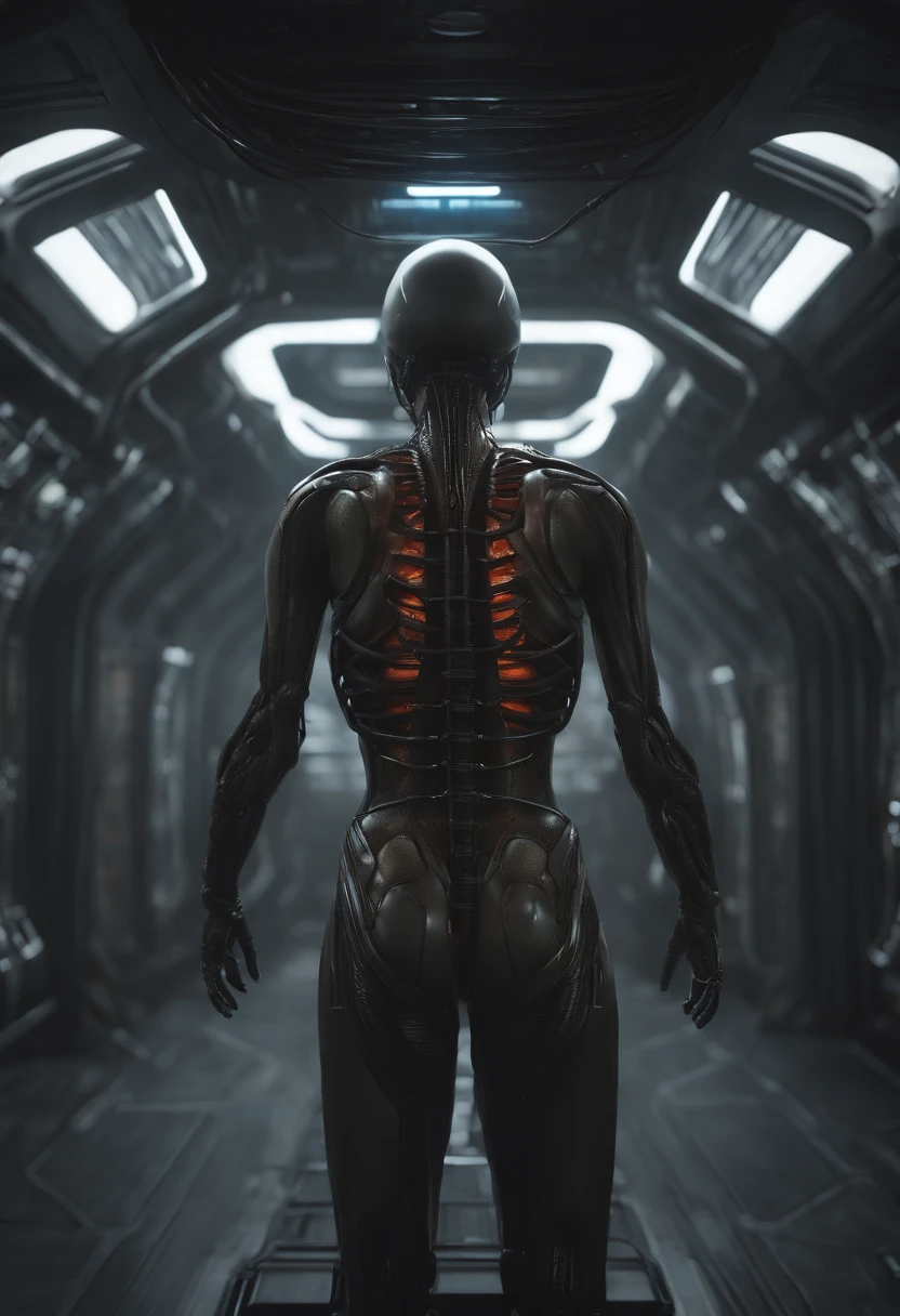 Hibernating human, cables attached to body, organic, horror, concept art, giger, David Cronenberg, unreal engine, best render, cinematic, survival horror