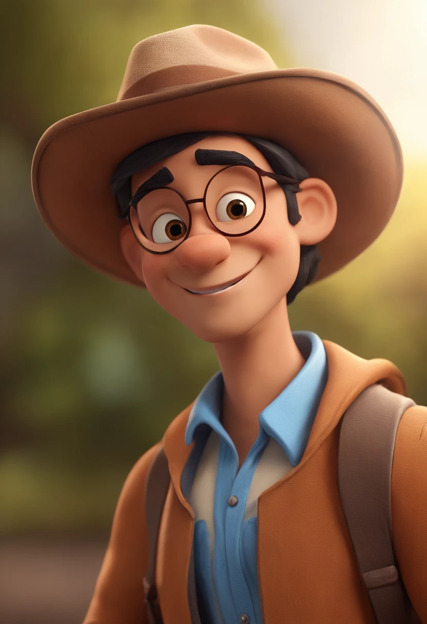personagem dos desenhos animados de um homem, com uma camisa azul, com jaleco branco, Brazilian Animated Character, cabelo enrolado com corte americano, Caractere estilizado, animation style rendering, 3D estilizado, Arnold Maya render, 3 d render stylized, toon render keyshot, Personagem 3D, Personagem 3D, 3d rendering stylized, 3 d character render, personagem de desenho animado, Personagem de close up, Pose de personagem, (Estilo Pixar) (master part:1.2) (Bokeh) (best quality) (pele detalhada) (textura detalhada) (8k) (argila) (Cinematic lighting) (foco nítido