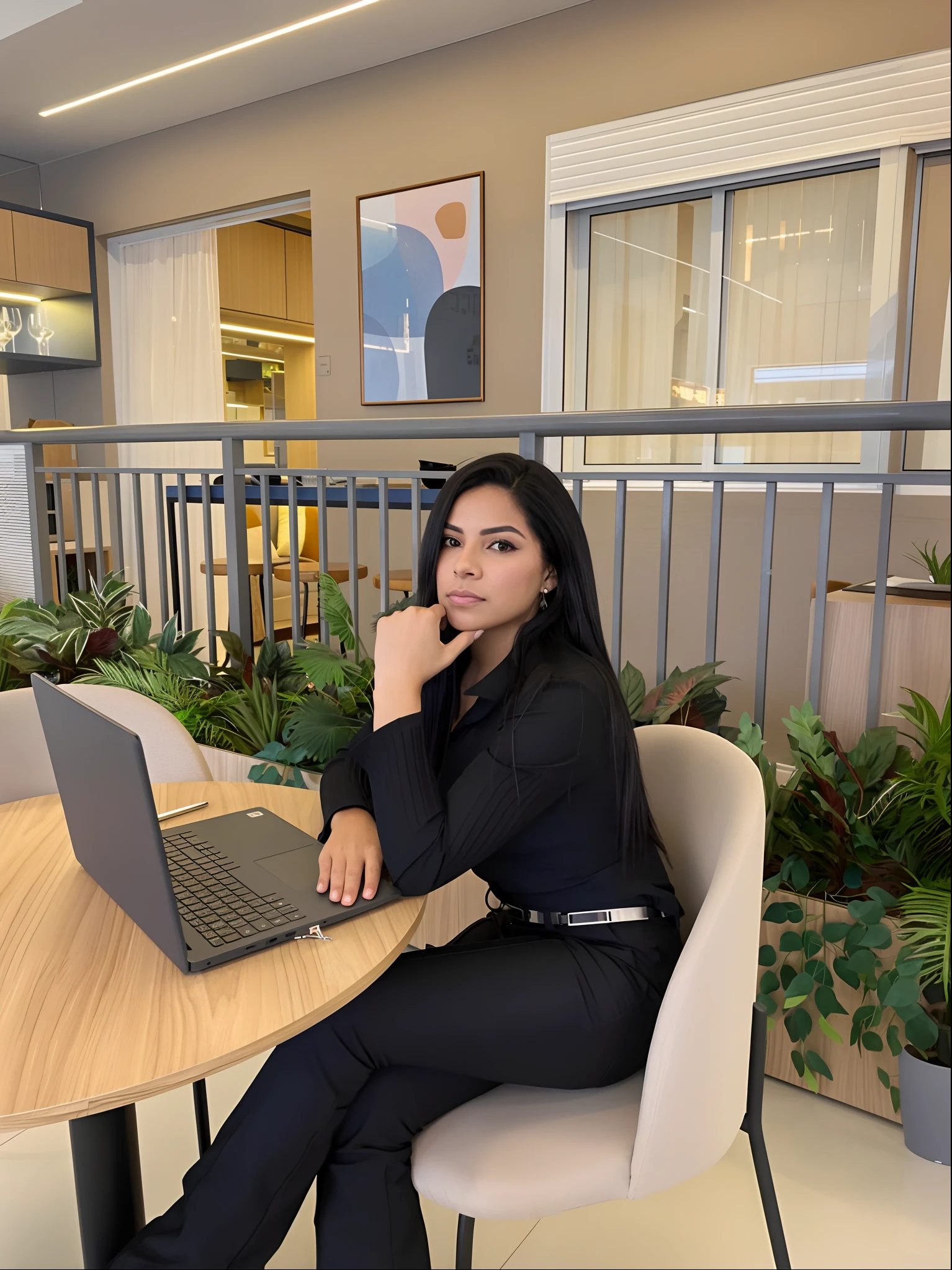 Woman sitting at a desk with a laptop computer on her lap, sentado no cargo, sentado em um computador, in office, sentado em frente ao computador, sentado em uma mesa de computador, working in an office, at office, Trabalhando em um laptop em uma mesa, sentado em uma mesa, sentado em um lounge, sitting at desk