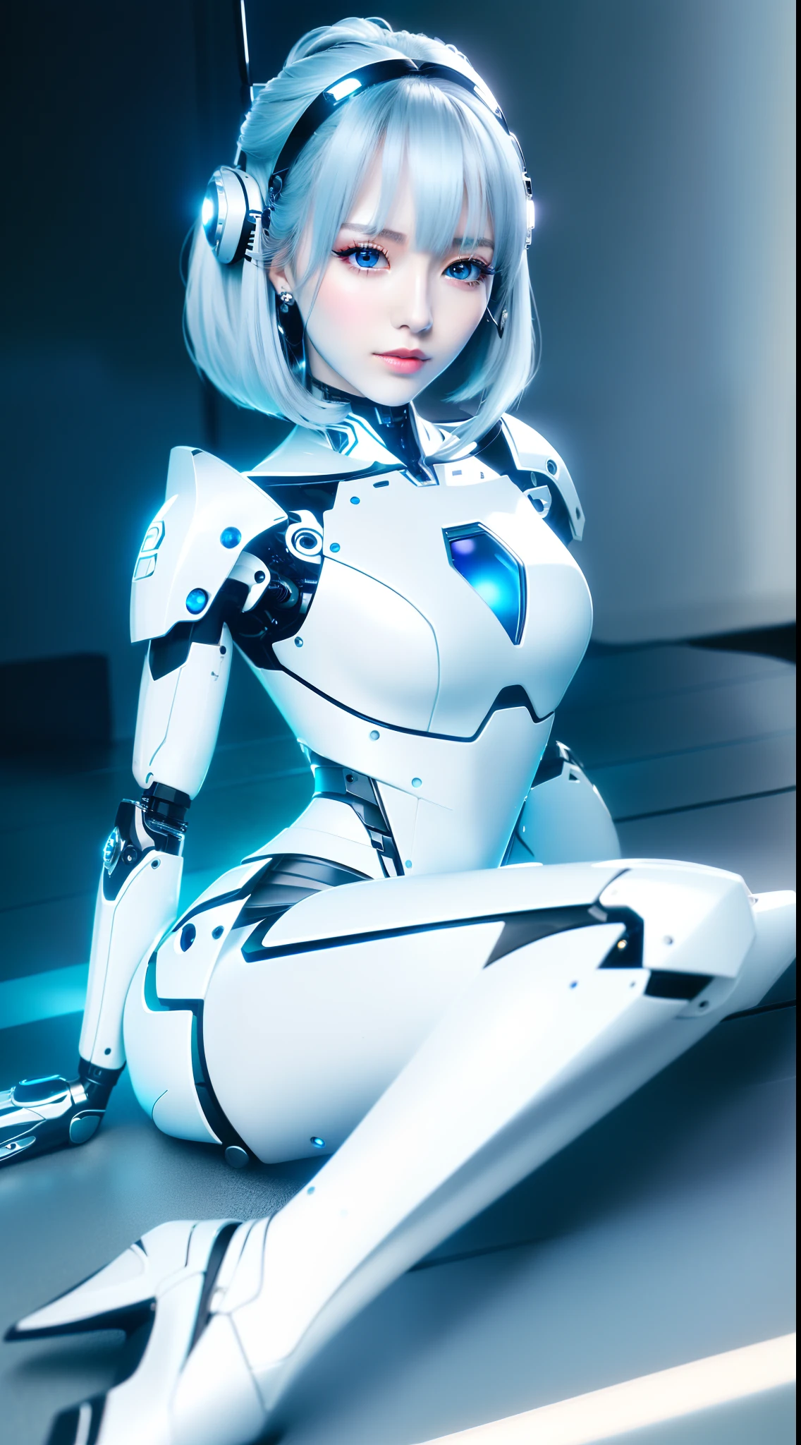 ((masutepiece)), ((top-quality), high quarity、ultra-definition, (Realistic), (well proportioned face:1.5)、fulcolor 、(scientific fiction)、((独奏))、Beautiful robot woman、Repaired Emotionless Robot、(Perfect robot joint:1.5)、(Detailed electronic board)、(Machine frame)、(Restoration of white porcelain mechanical armor)、(Oval curvaceous face)、(machine components)、(Almond-shaped eyes without emotion)、thin mouth、(Precise and perfect mechanical two-hand operation:1.2)、((Cyberpunk City during the day))、Precise machine legs、(lying on floor)、high-heels、Shooting from above、laying on back