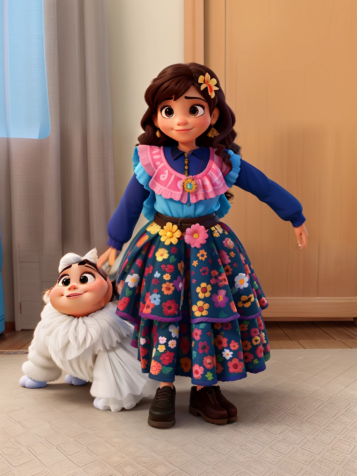 Uma menina morena estilo Disney Pixar, alta qualidade, melhor qualidade