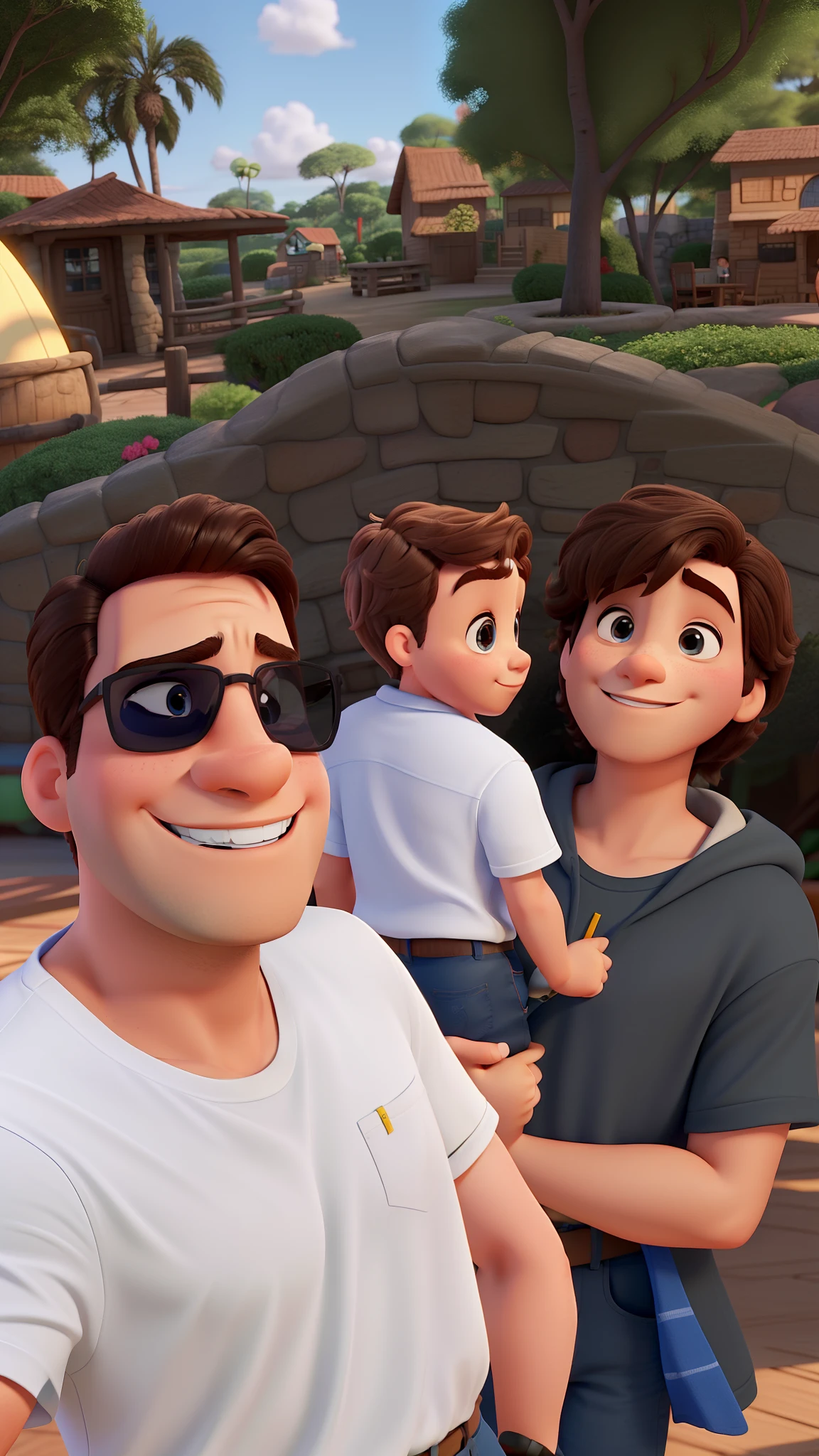 Um homem, um , uma mulher no estilo Disney pixar, alta qualidade, melhor qualidade