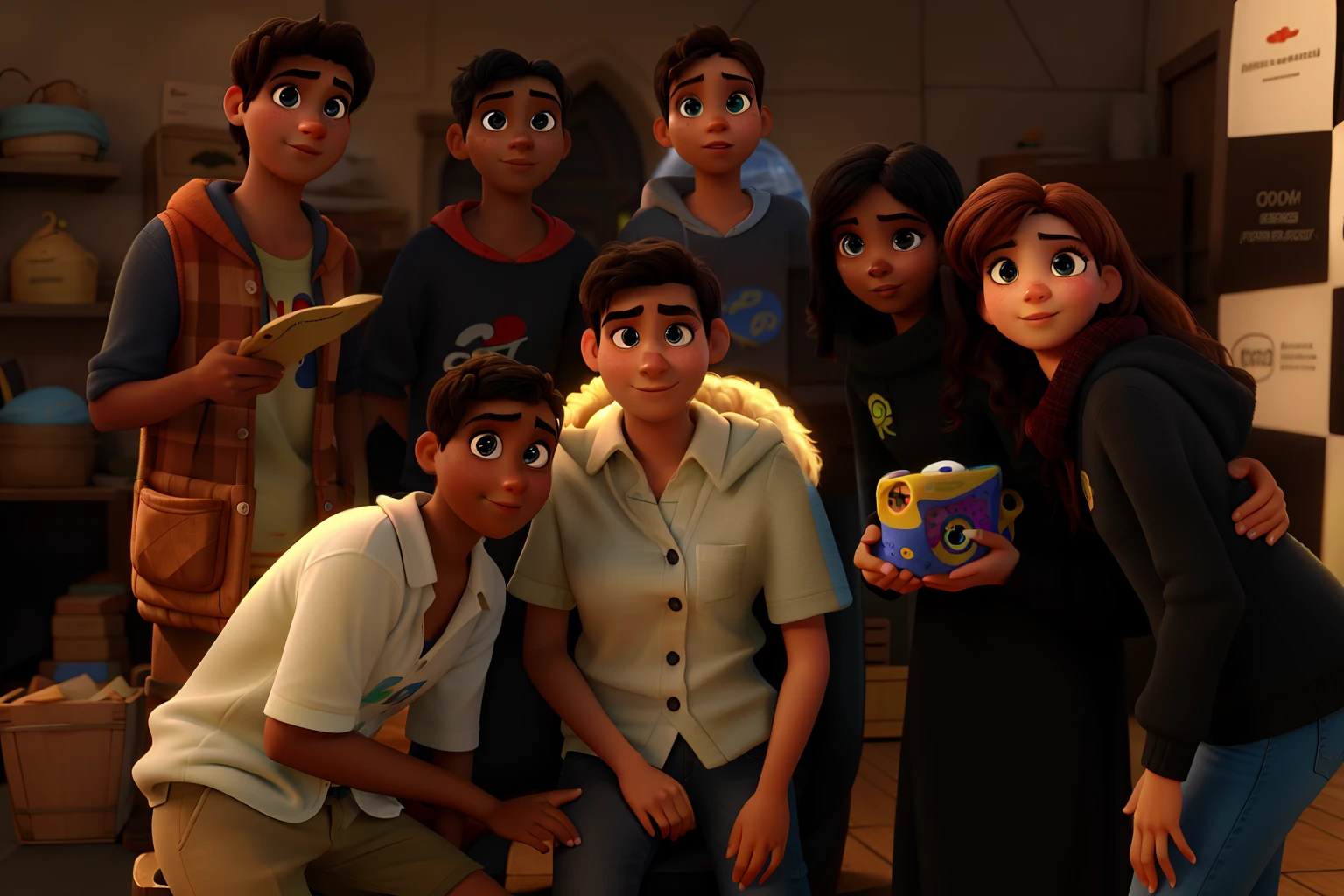 7 Jovens estilo pixar, olhos em alta qualidade , olho com preenchimento, alta qualidade, melhor qualidade