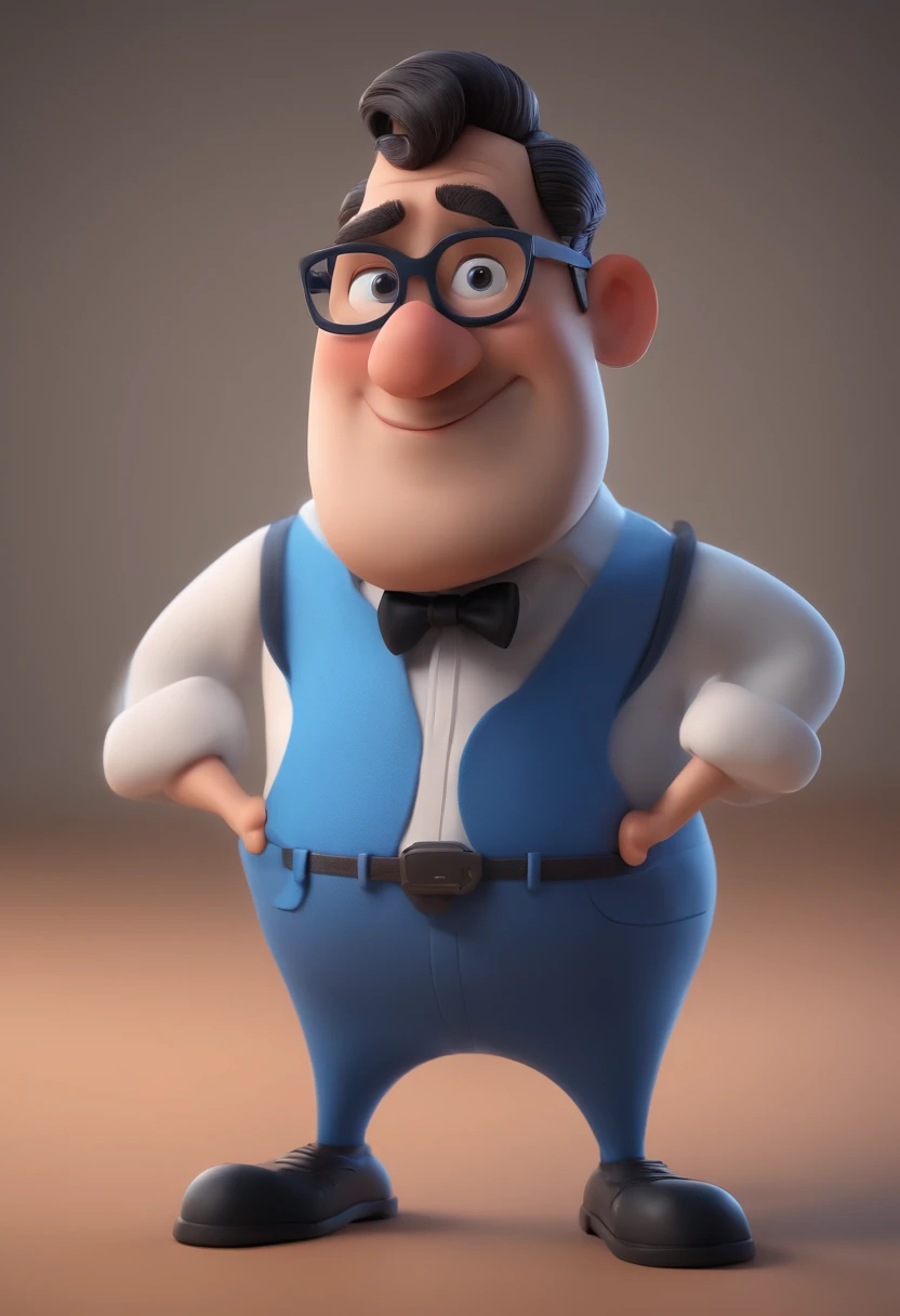 Cartoon character of a man with black glasses and a blue shirt, animation character, Caractere estilizado, animation style rendering, 3D estilizado, Arnold Maya render, 3 d render stylized, toon render keyshot, Personagem 3D, Personagem 3D, 3d rendering stylized, 3 d character render, personagem de desenho animado, Personagem de close up, Pose de personagem, (Estilo Pixar) (master part:1.2) (Bokeh) (best quality) (pele detalhada) (textura detalhada) (8k) (argila) (Cinematic lighting) (foco nítido