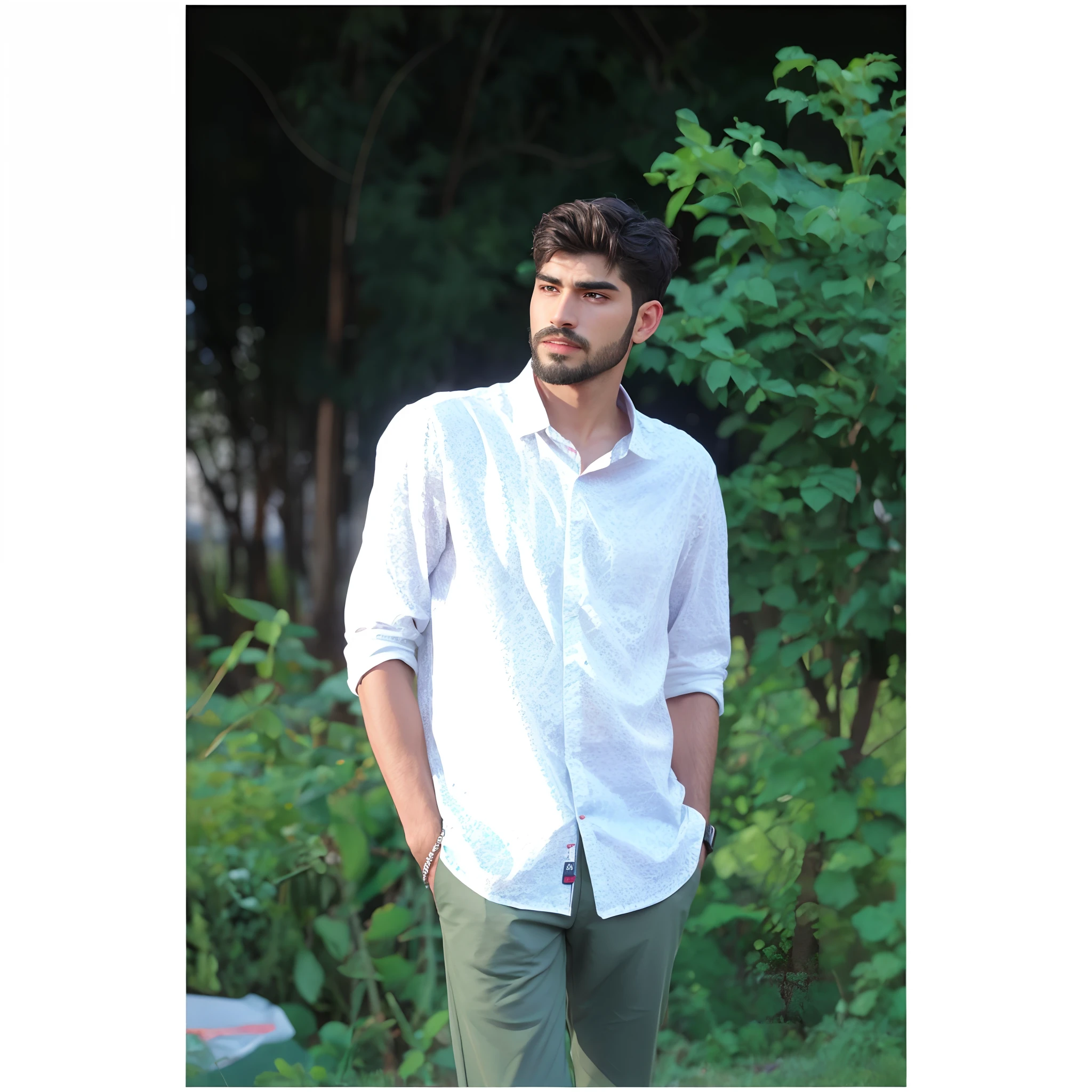 Best quality, masterpiece, ultra high res, (photorealistic:1.4), raw photo, handsome male, facial hair
