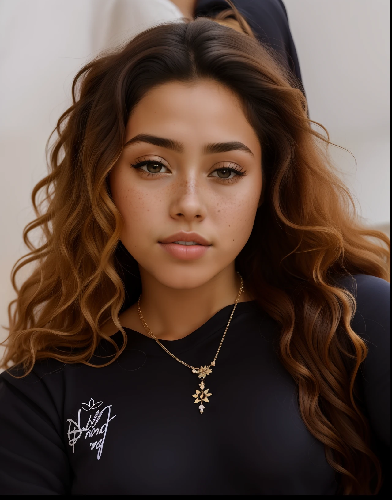 There's a woman with freckles and a necklace around her neck, julia hetta, Poarch bonito, granulado de baixa qualidade, Retrato Sophie Mudd, muito granulado, granulado de alta qualidade, taken in the early 2020s, infp mulher jovem, Malika Favre, Parece Fabiula Nascimento, Menina africana de pele clara ,Barefoot lying on the bed,mostrar o corpo inteiro,Use pijamas e minissaias vazadas no umbigo,,She lifted her pajamas with one hand to reveal her bra,One hand lifted her nightgown to reveal her panties,She looked shy,alta qualidade,Ultra - Detalhado