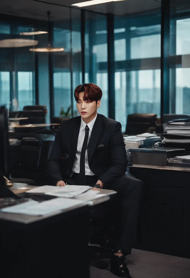 Jungkook from BTS mafia boss in a office