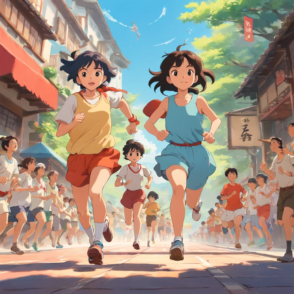 there are two people running in a race together, three people running a marathon, marathon race, people running, by Ni Yuanlu, ruan jia and fenghua zhong, matt finish, running sequence, photo taken in 2 0 2 0, su fu, in a race competition, mid distance, tribe members chasing, natasha tan maciej kuciara