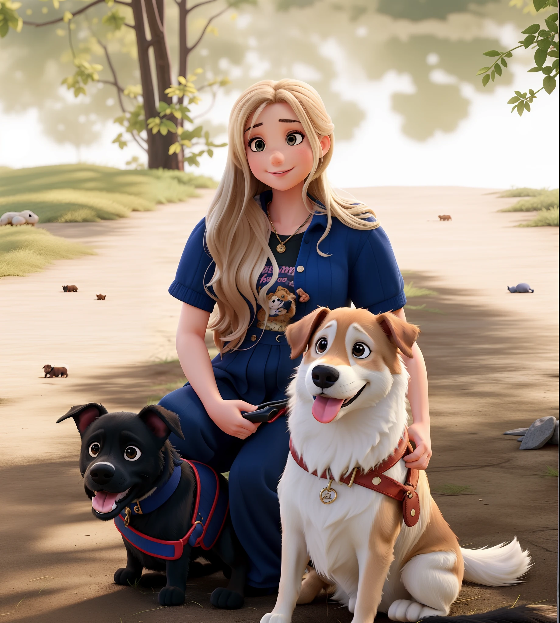 A beautiful girl and her dogs