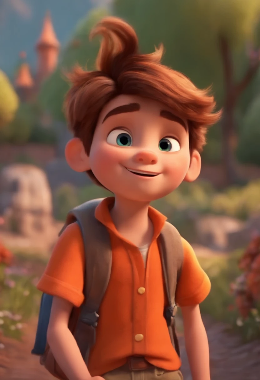 Image of a boy for a story in a YouTube video in Pixar format, He's the little allabester, He's the class leader, He's outgoing, Playful and gets up for a lot of things
