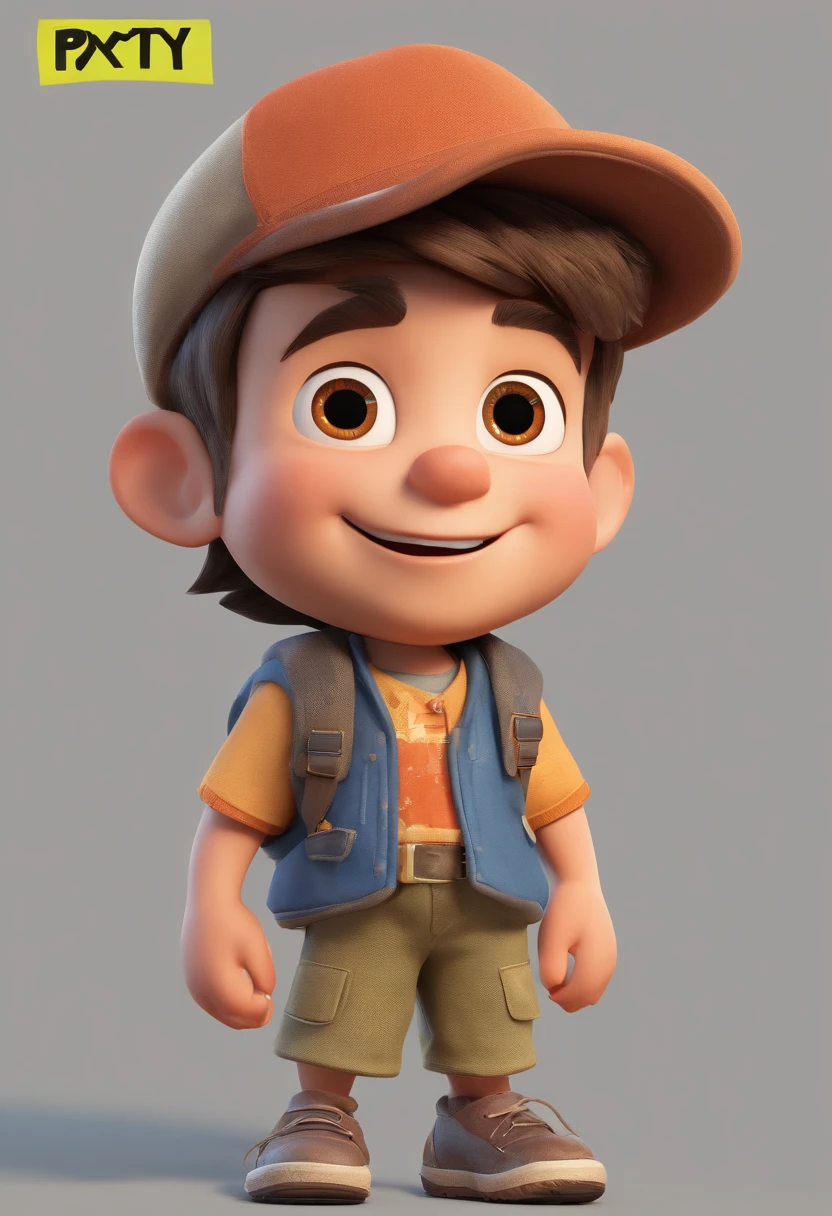 pixarstyle a waist-length portrait of a little boy, smirk, cap, nature, natural skin texture, 4k textures, hdr, intricate, highly detailed, sharp focus, cinematic look, hyperdetailed