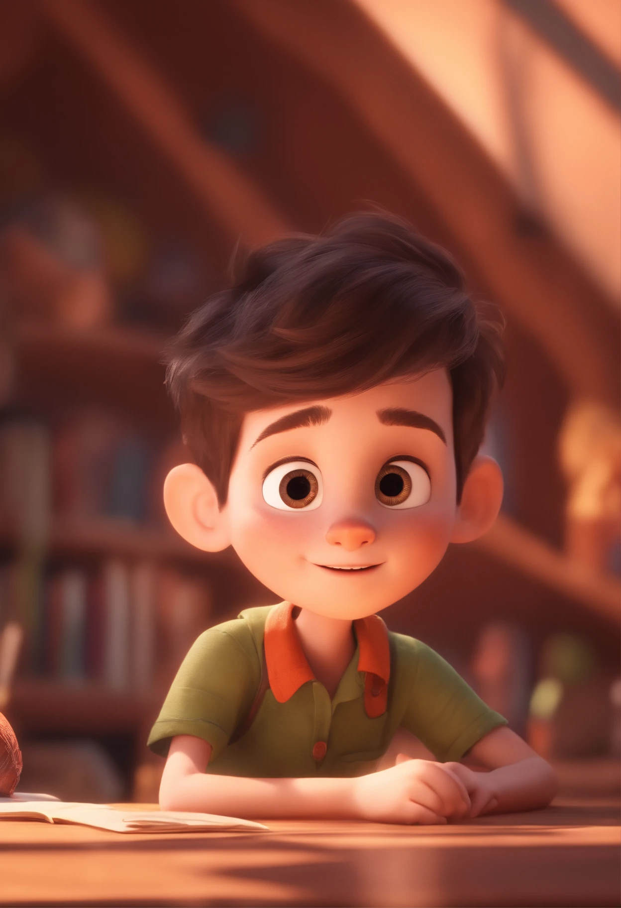 Image of a boy for a story in a YouTube video in Pixar format, He's the allabester, He's the class leader, He's outgoing, Playful and gets up for a lot of things