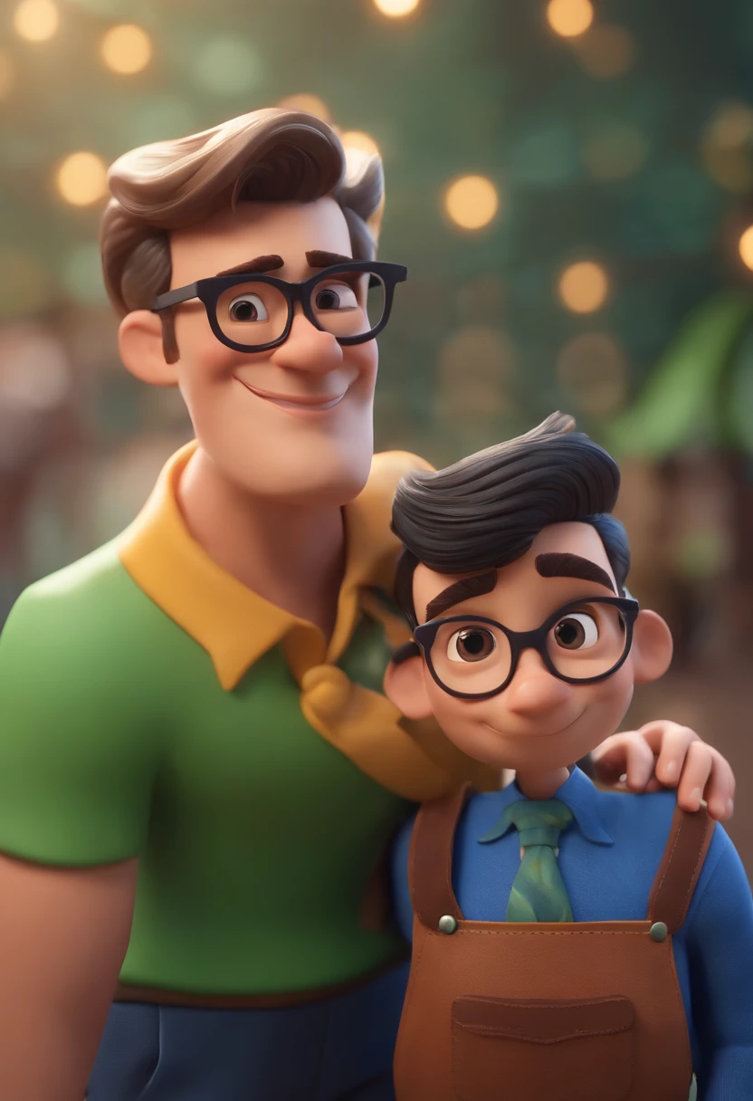 Cartoon character of a man wearing black glasses and a blue shirt, um personagem animado, Caractere estilizado, animation style rendering, 3D estilizado, Arnold Maya render, 3 d render stylized, toon render keyshot, Personagem 3D, Personagem 3D, 3d rendering stylized, 3 d character render, personagem de desenho animado, Personagem de close up, Pose de personagem, (Estilo Pixar) (master part:1.2) (Bokeh) (best quality) (pele detalhada) (textura detalhada) (8k) (argila) (Cinematic lighting) (foco nítido,Senta e vaza a parte superior do corpo
