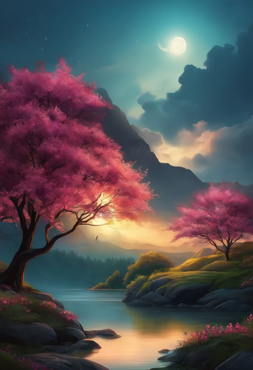 Desenhe um rio com uma pequena aldeia, anime bela cena de paz, Paisagem muito bonita, arte de paisagem, Detail of landscape art, arte digital muito bonita, Beleza da Paisagem Natural, Arte bonita UHD 4K, fotos muito bonitas, Natureza Bonita, papel de parede de paisagem, natureza realmente bonita, bela arte digital, fundo bonito, cerejeiras em flor, estilo anime