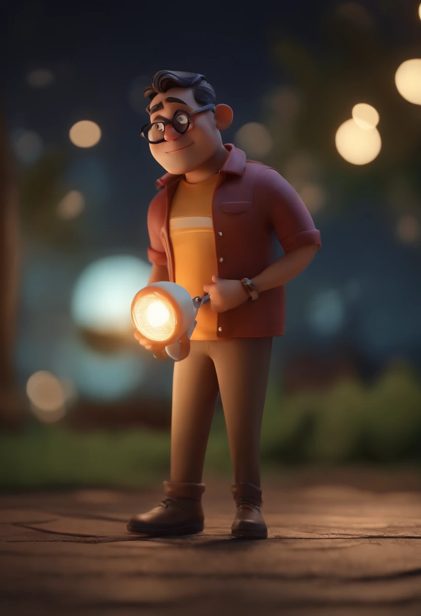 Cartoon character of a man wearing black glasses and a blue shirt, um personagem animado, Caractere estilizado, animation style rendering, 3D estilizado, Arnold Maya render, 3 d render stylized, toon render keyshot, Personagem 3D, Personagem 3D, 3d rendering stylized, 3 d character render, personagem de desenho animado, Personagem de close up, Pose de personagem, (Estilo Pixar) (master part:1.2) (Bokeh) (best quality) (pele detalhada) (textura detalhada) (8k) (argila) (Cinematic lighting) (foco nítido,Senta e vaza a parte superior do corpo