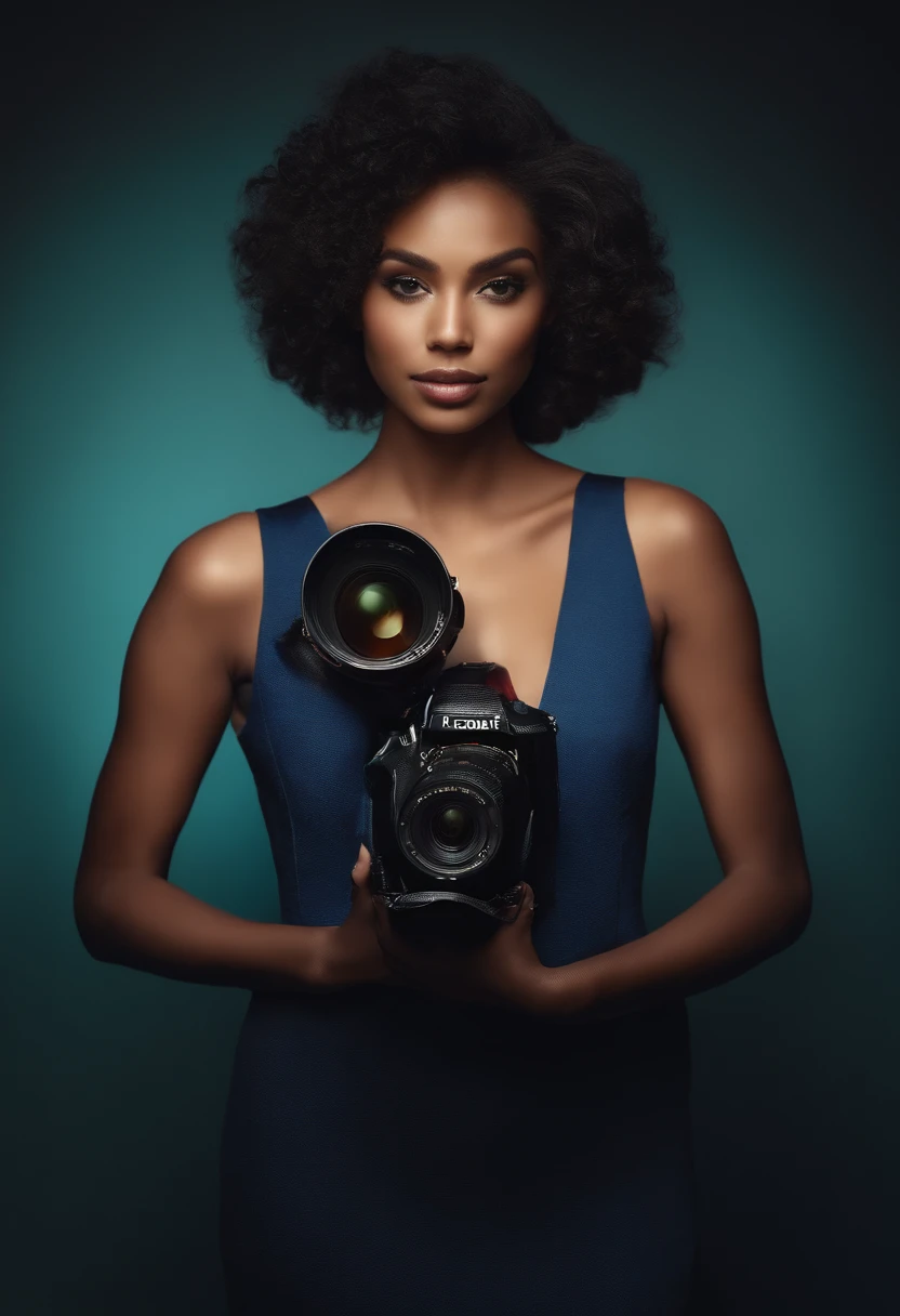 cam on hands, photography studio background