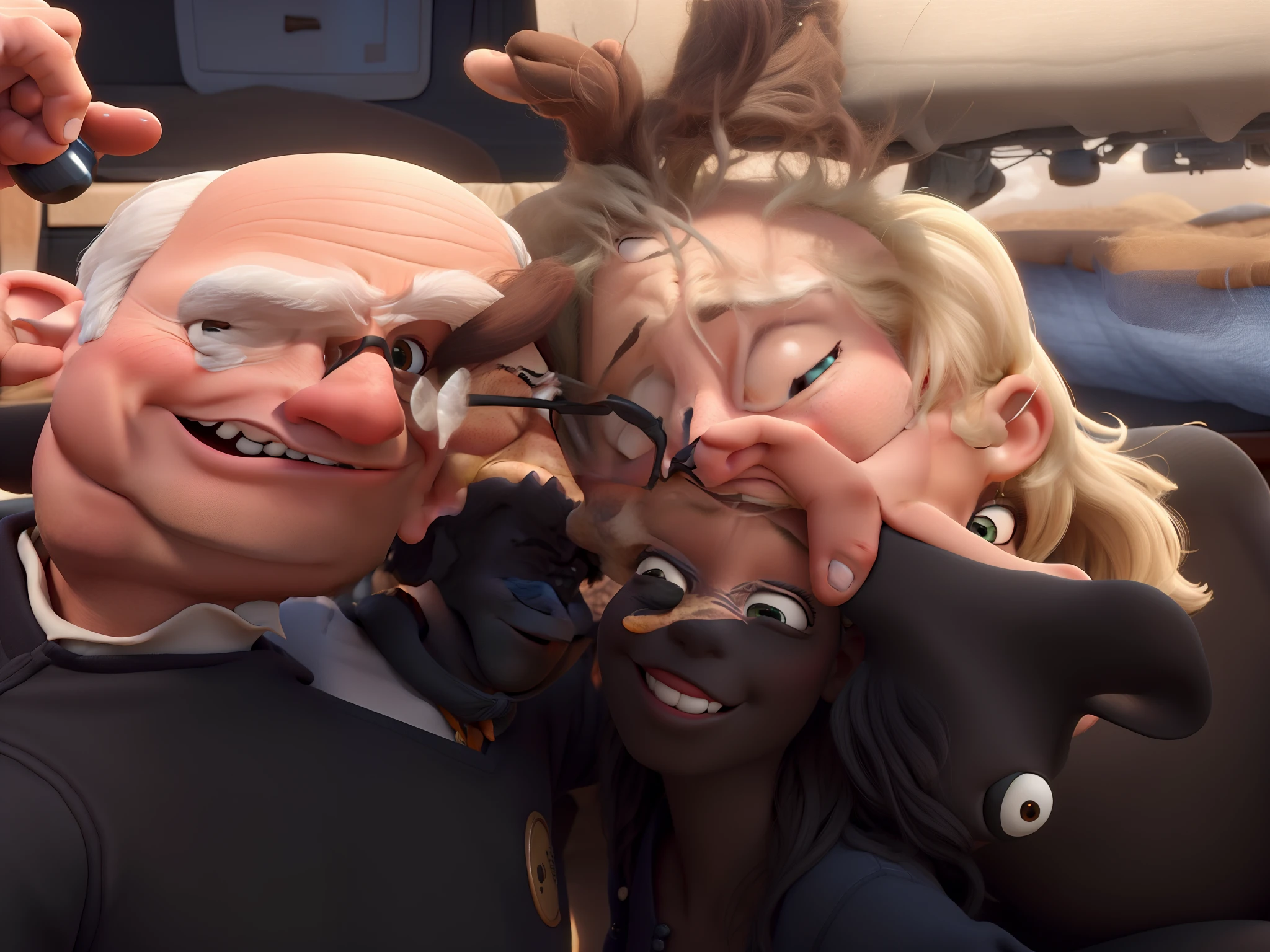A couple in great quality and definition in the style of Disney pixar