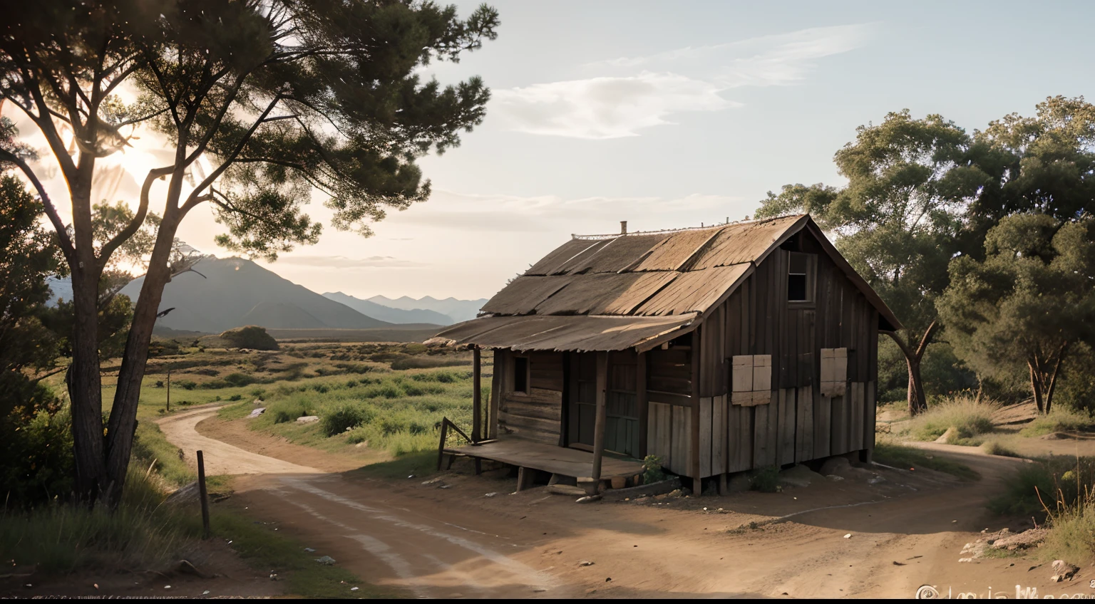 An old hut next to the dirt road