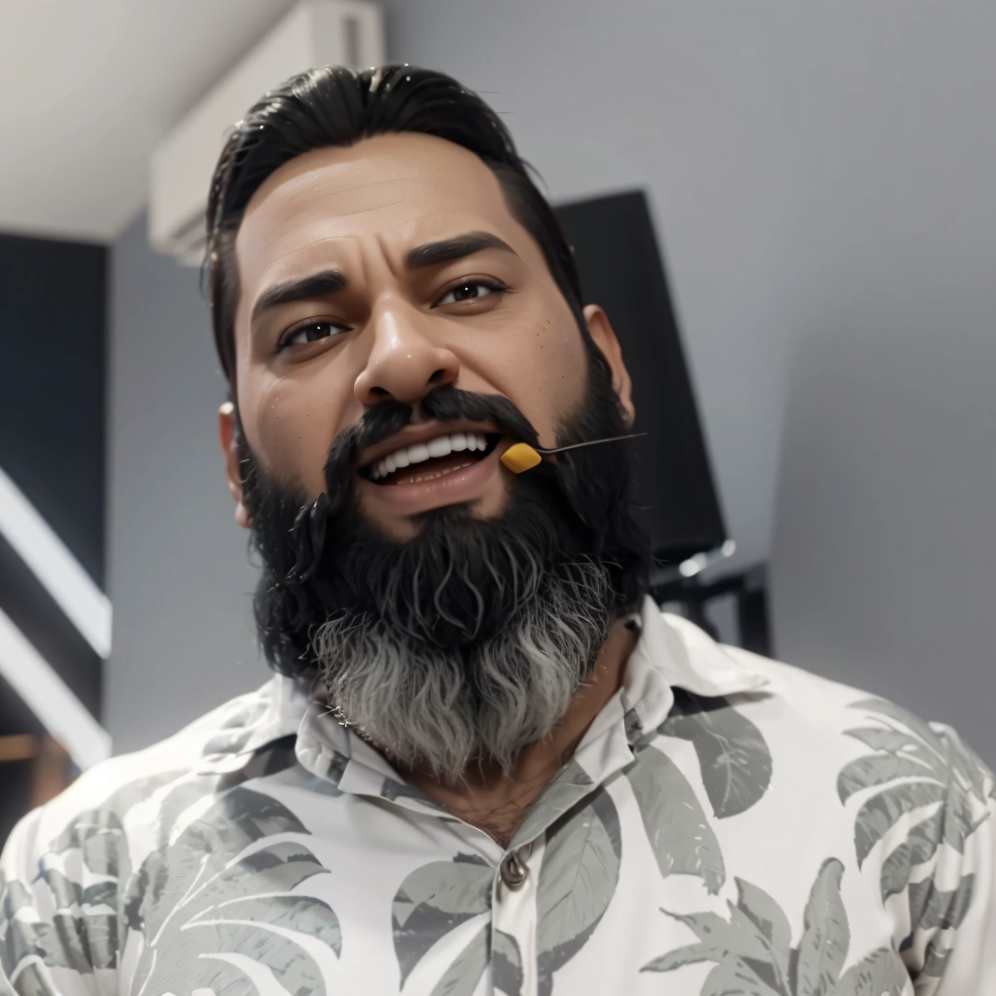 personagem dos desenhos animados de um homem  de barba media, e uma camisa florida, Pixar animated character, Caractere estilizado, animation style rendering, 3D estilizado, Arnold Maya render, 3d stylized rendering, toon render keyshot, Personagem 3D, Personagem 3D , stylized 3d rendering, 3D character rendering, personagem de desenho animado, closeup character, Pose do personagem, (Estilo Pixar) (master part:1.2) (Bokeh) (best quality) (pele detalhada) (textura detalhada) ( 8k) (argila) (Cinematic lighting) (foco nítido
