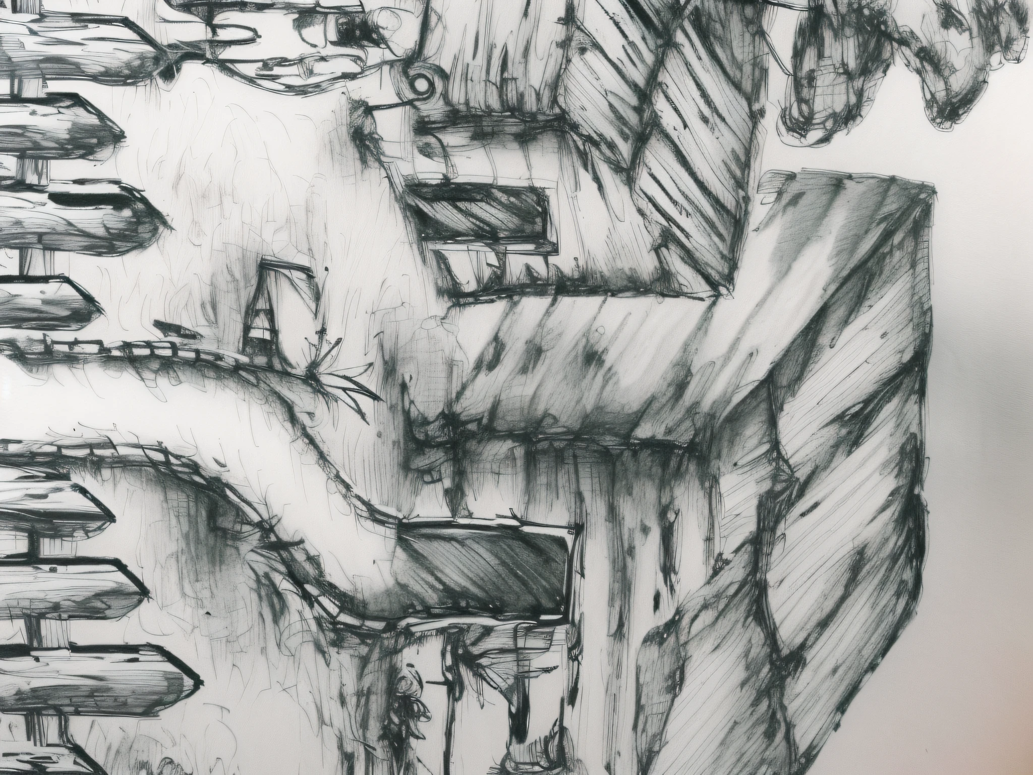 Drawing of a house with a tree and a fence in front, caneta e tinta sobre papel, caneta e tinta, detalhado, but rough, estilo de caneta e tinta, desenhado em caneta de ponta fina, illustration in pen an ink, illustration in pen an ink, caneta & desenho a tinta digital, desenho a caneta e tinta digital, ink and pencil, um desenho a tinta digital, pencil and ink