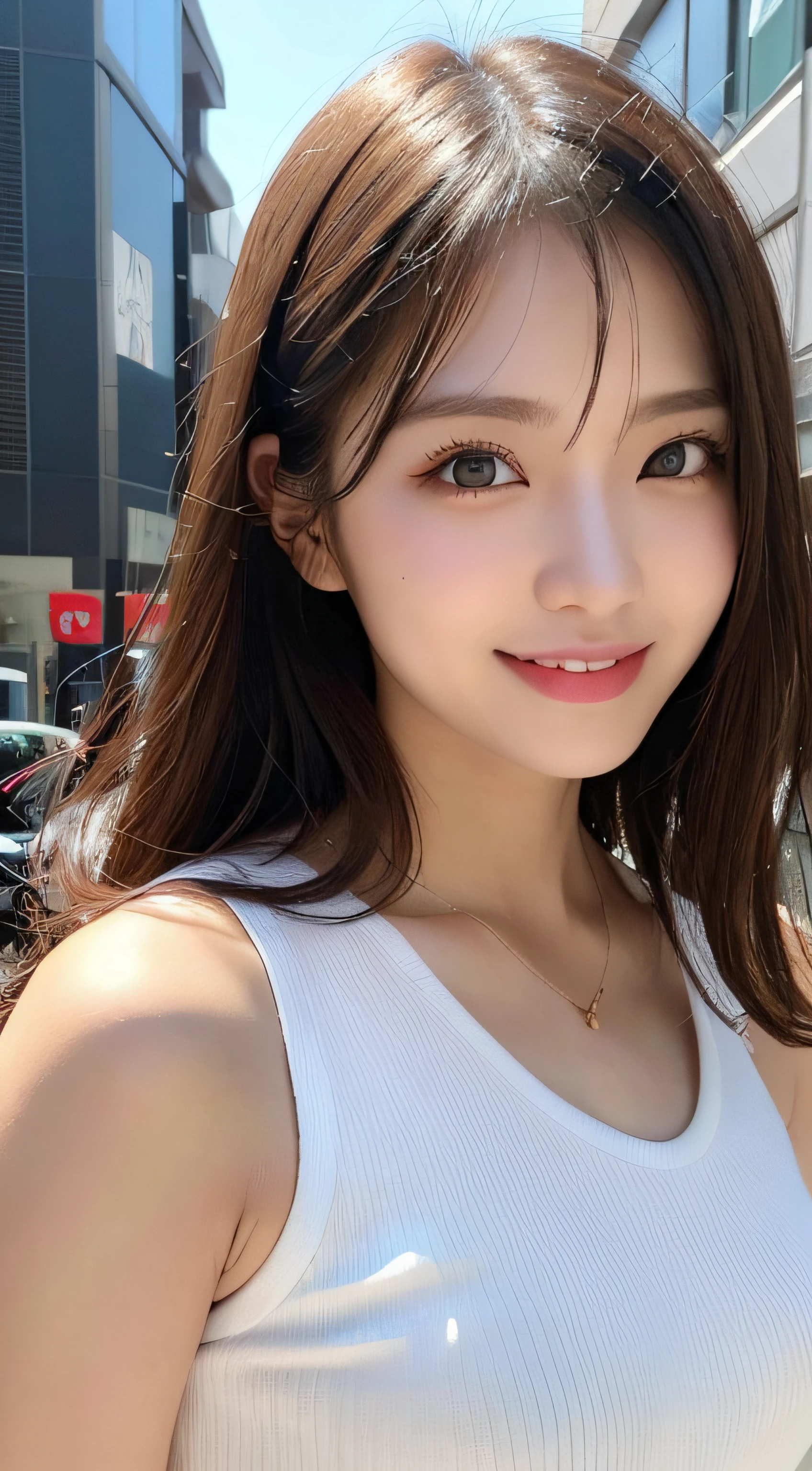 masutepiece, Best Quality, Illustration, Ultra-detailed, finely detail, hight resolution, 8K Wallpaper, Perfect dynamic composition, Beautiful detailed eyes, Women's Fashion Summer,Bob Hair,mid-chest, Natural Color Lip, Bold sexy poses,Smile,Harajuku、24-year-old girl、Cute、Sexy shot looking at camera