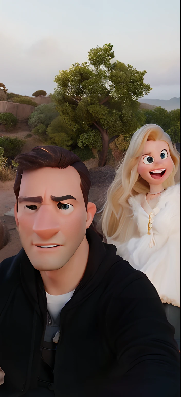 A Disney Pixar-inspired movie poster with title "Jéssica and Vinícius". Casal feliz . The scene should be in the distinct digital art style of Pixar, with a focus on character expressions, vibrant colors, and detailed textures that are characteristic of their animations, with the title "Jéssica and Vinícius"