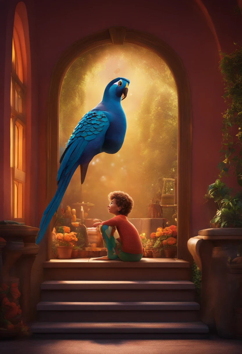 um personagem no estilo disney pixar ,o personagem e uma fenix vermelha