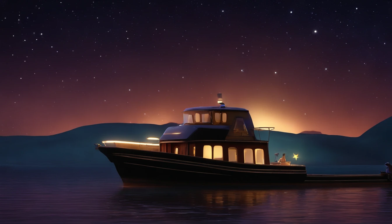 Show a bright star in the night sky, glowing more brilliantly than all the others., Estilo Pixar, ....3d, desenhos animados, rosto detalhado, asymmetrical 16k
