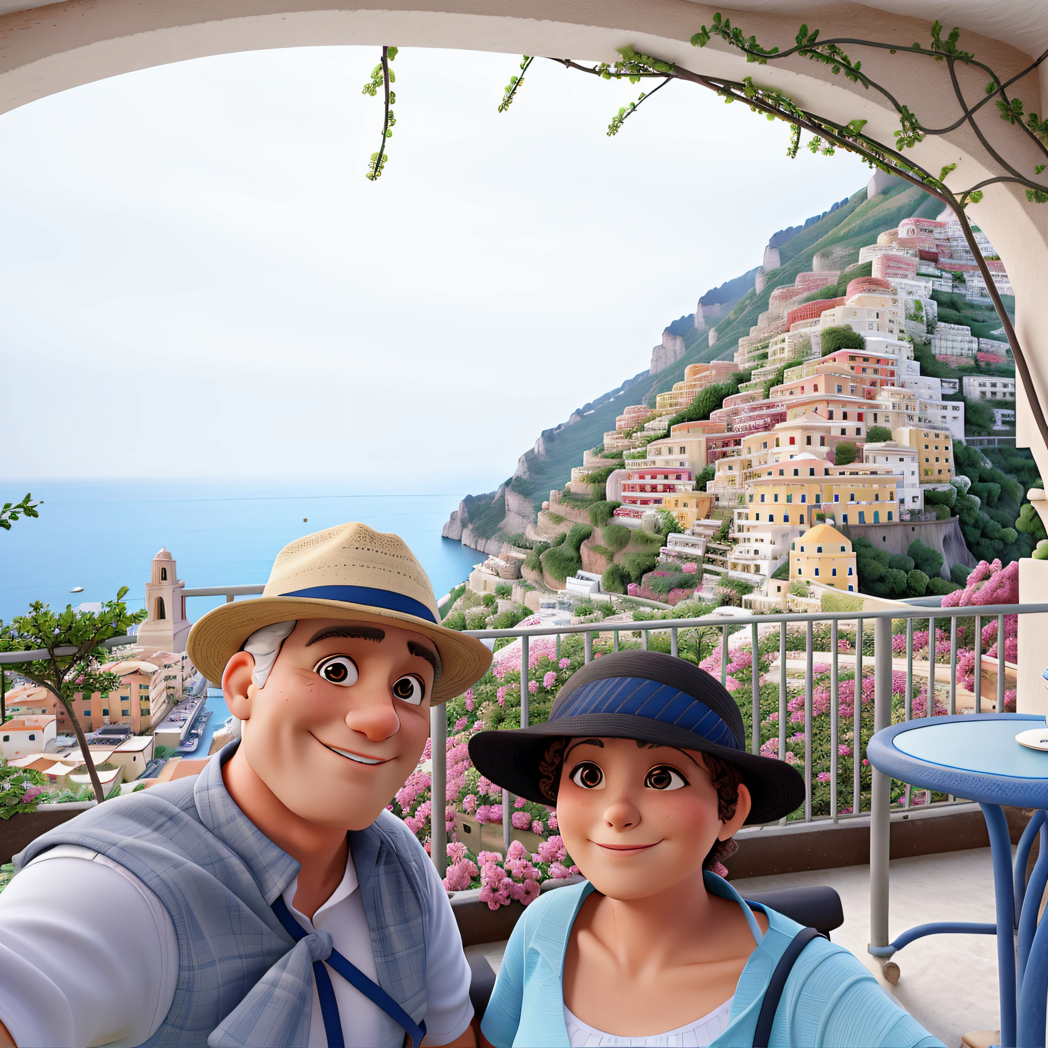Middle-aged couple vacationing on the Amalfi Coast, Italy