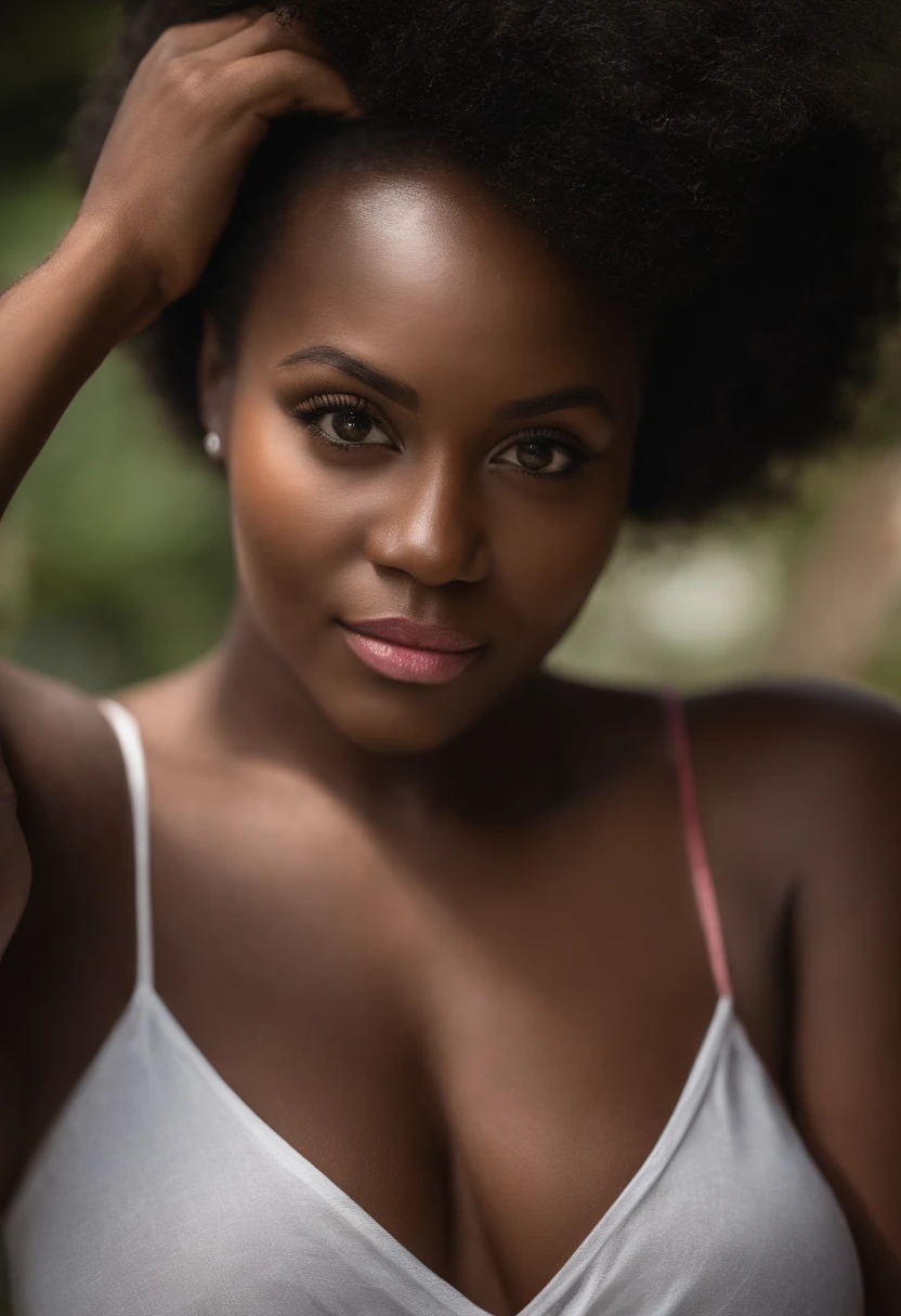 Black woman, masterpiece, cinematic lighting, detailed face, holding a gun and a piece of fried chicken