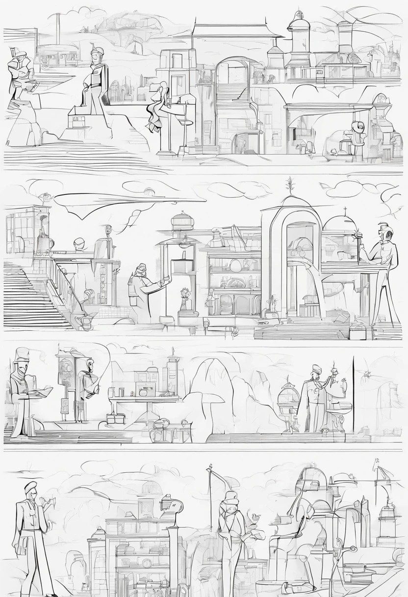 different angles, character sheet, illustration, expressions, comic drawing, line art, niji,