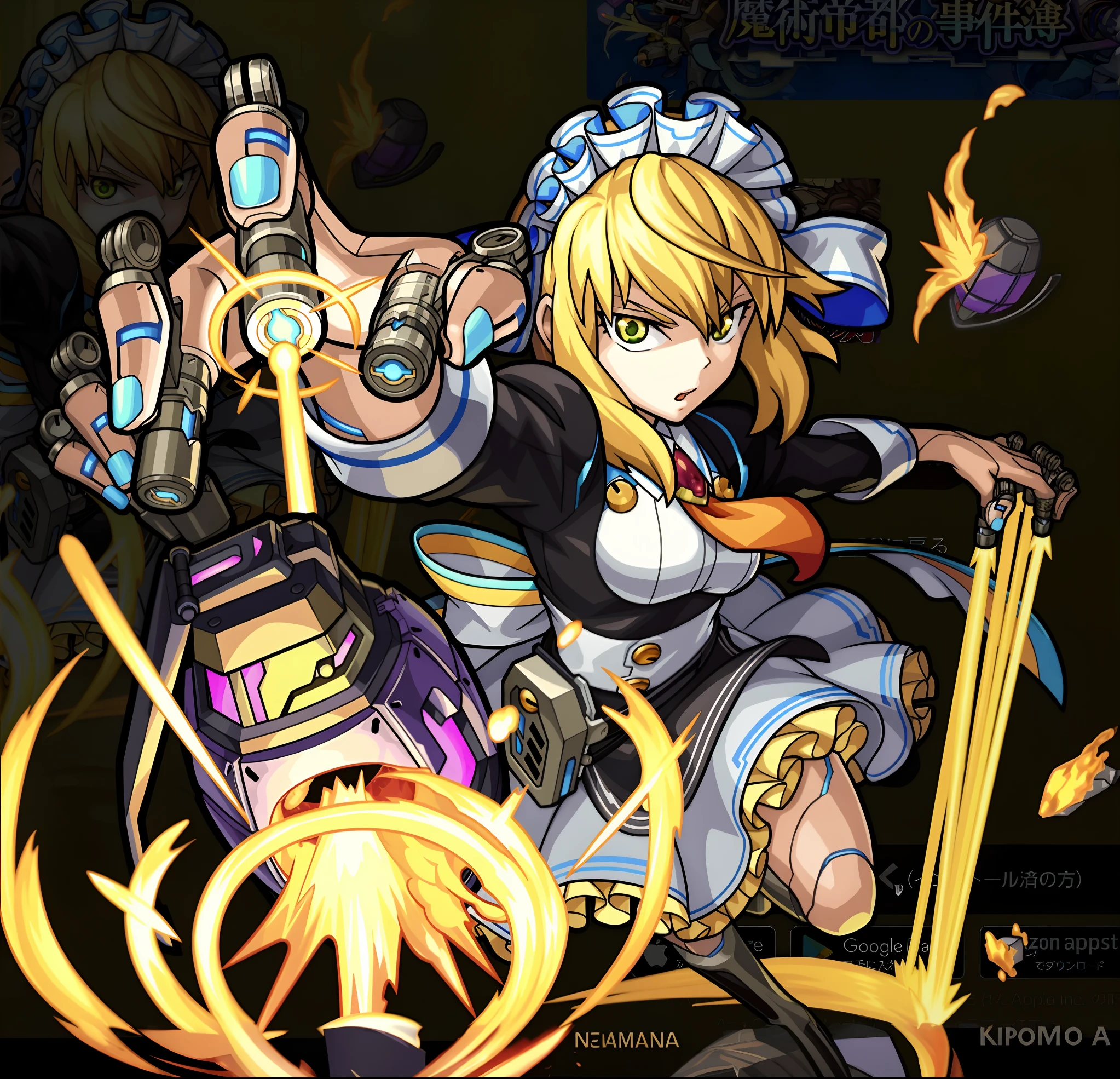 Close-up portrait of a person with sword and fire, mechanized valkyrie girl, mechanized witch girl, holy cyborg necromancer girl, alchemist girl, Cyborg merchant girl, Gear Aurora Borealis, cushart krenz key art feminine, official artwork, android heroine, Mechanized soldier girl, splash art anime , like lady mechanika