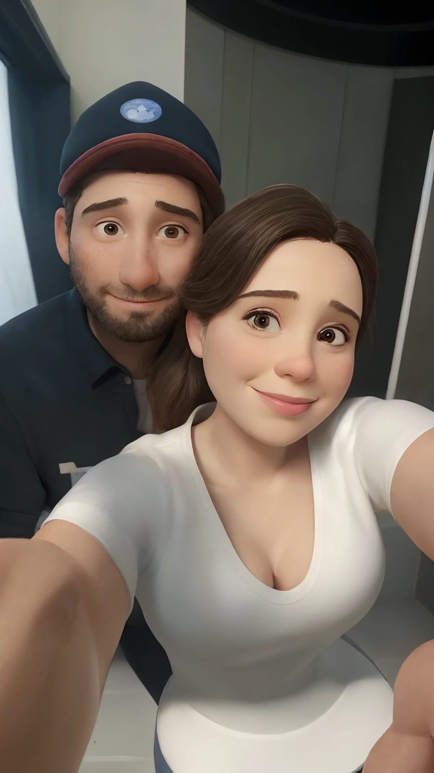 There's a man and a woman taking a selfie in a bathroom, imagem de perfil, foto do perfil, Directed by: Nandor Soldier, foto de perfil, Fotografia selfie 8k, imagem de qualidade muito baixa, Karla Ortiz, fernanda suarez, foto de perfil, Valentina Embaralhamento, taken in the early 2020s, momma and papa, Postagem no Reddit