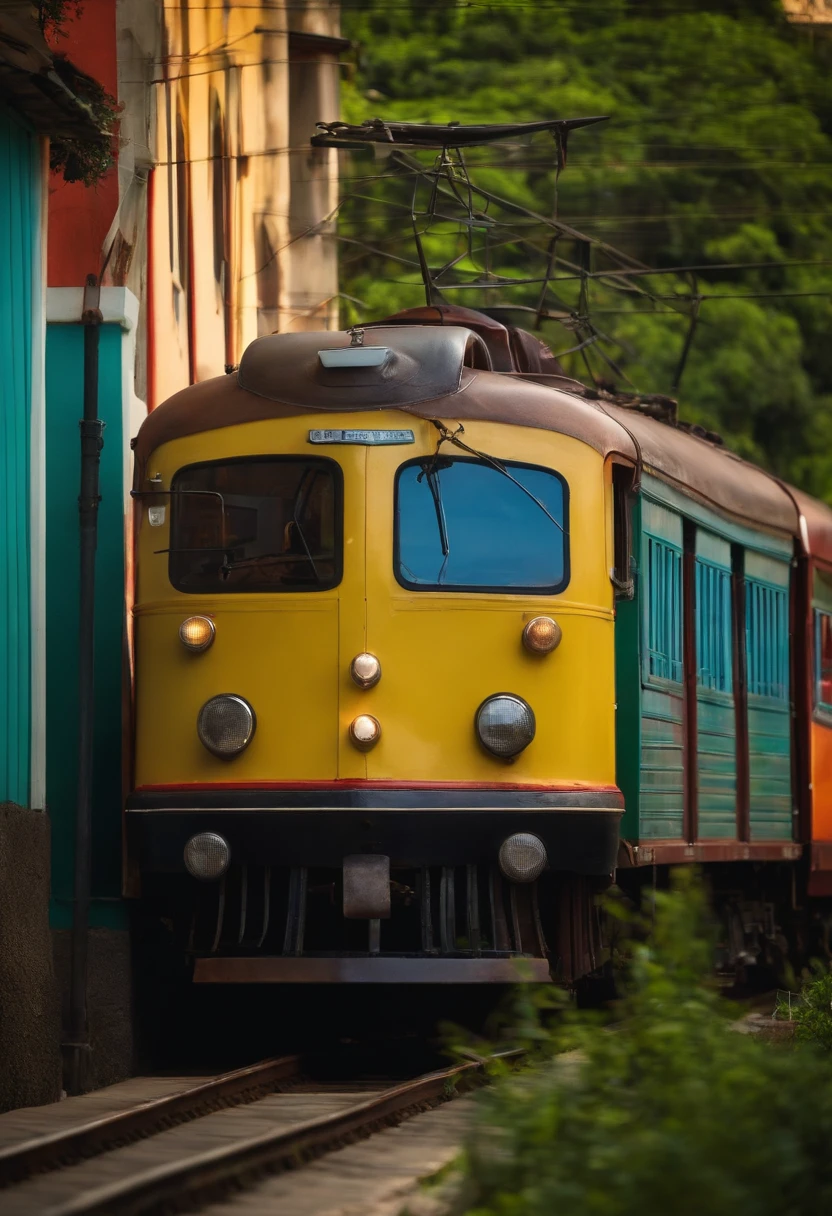 uma pessoa parada ,olhando o trem passar