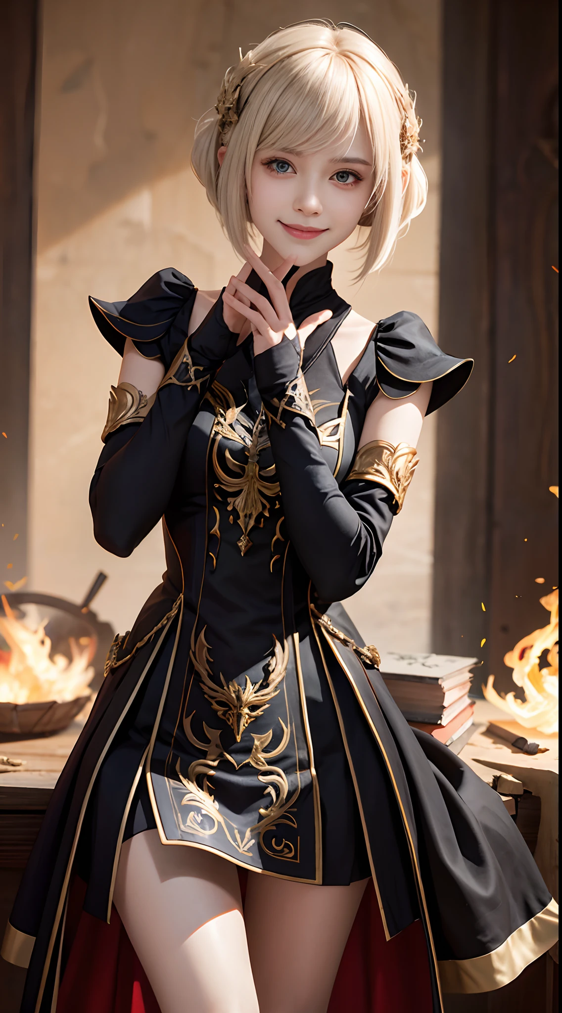Fenris brood, 年轻, ember, tilt, Lagavaş, Smiling, Curta,The hand is a piece、Best Quality、