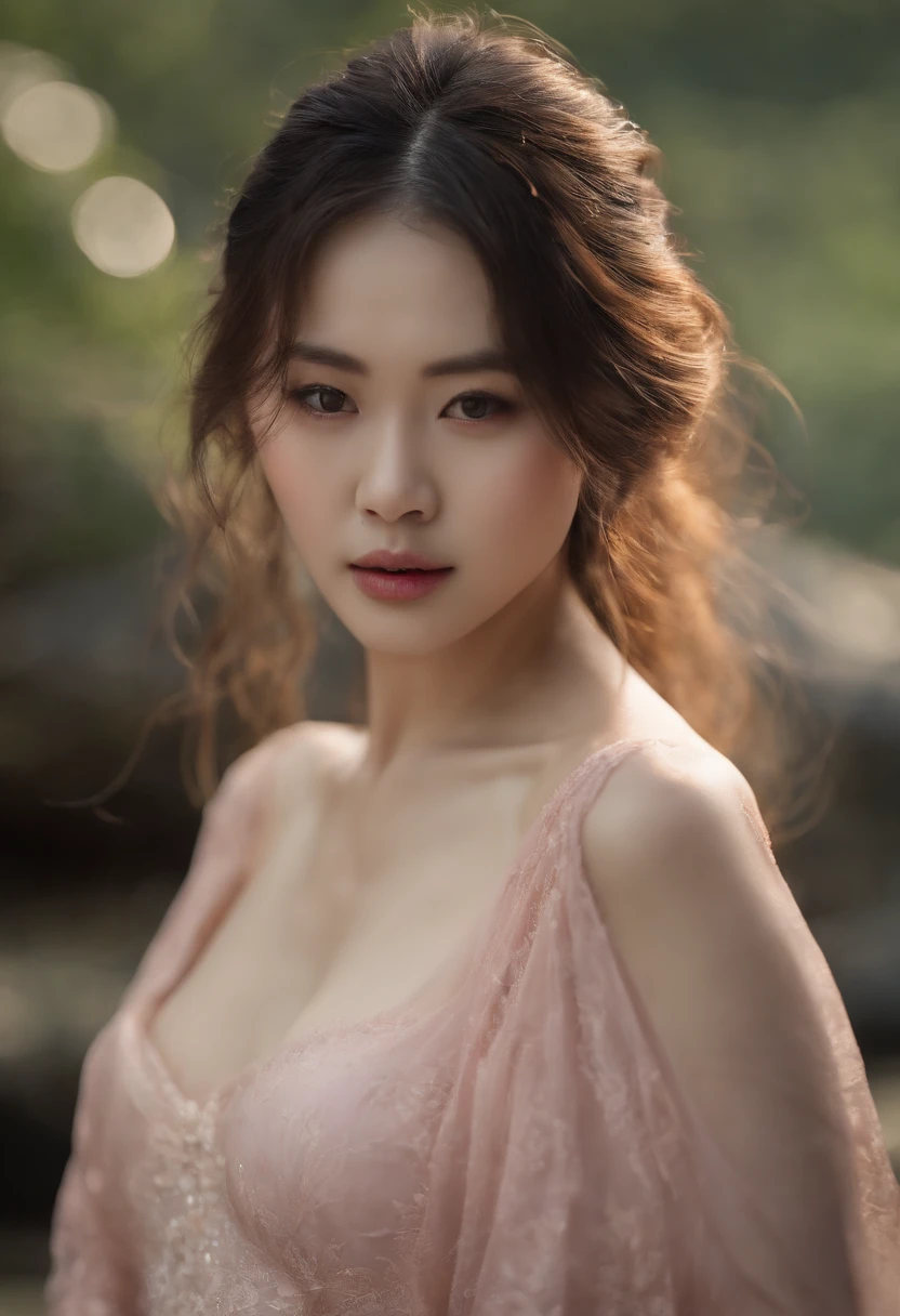 young asian woman, 20 year, modelo de Instagram, influencer, maquillaje, cuerpo entero, pechos grandes, con cabello largo y hermoso, posando para una foto, milf, cute, idol japan, hiper realista.