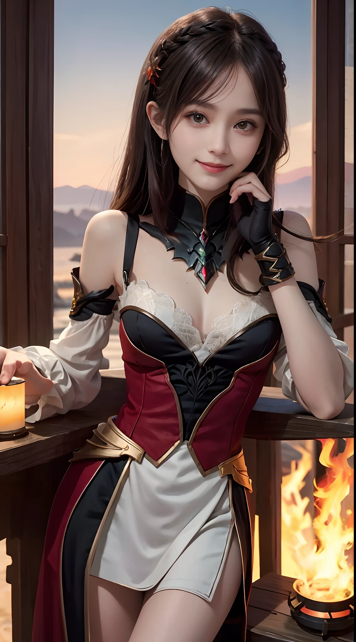 Fenris brood, 年轻, ember, tilt, Lagavaş, Smiling, Curta,The hand is a piece、Best Quality、